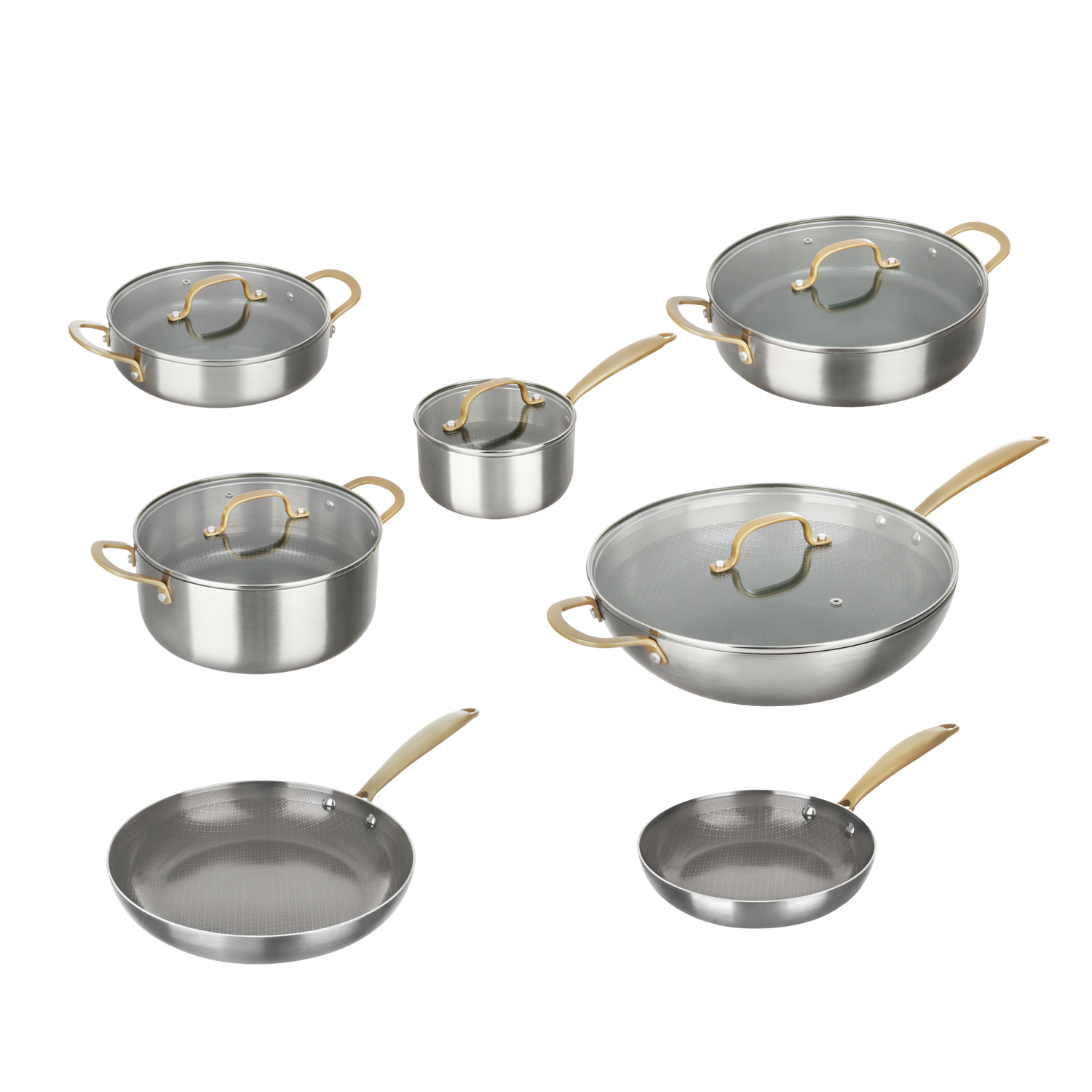 Batteria pentole 12 pezzi Tri - Ply Gold triplo strato