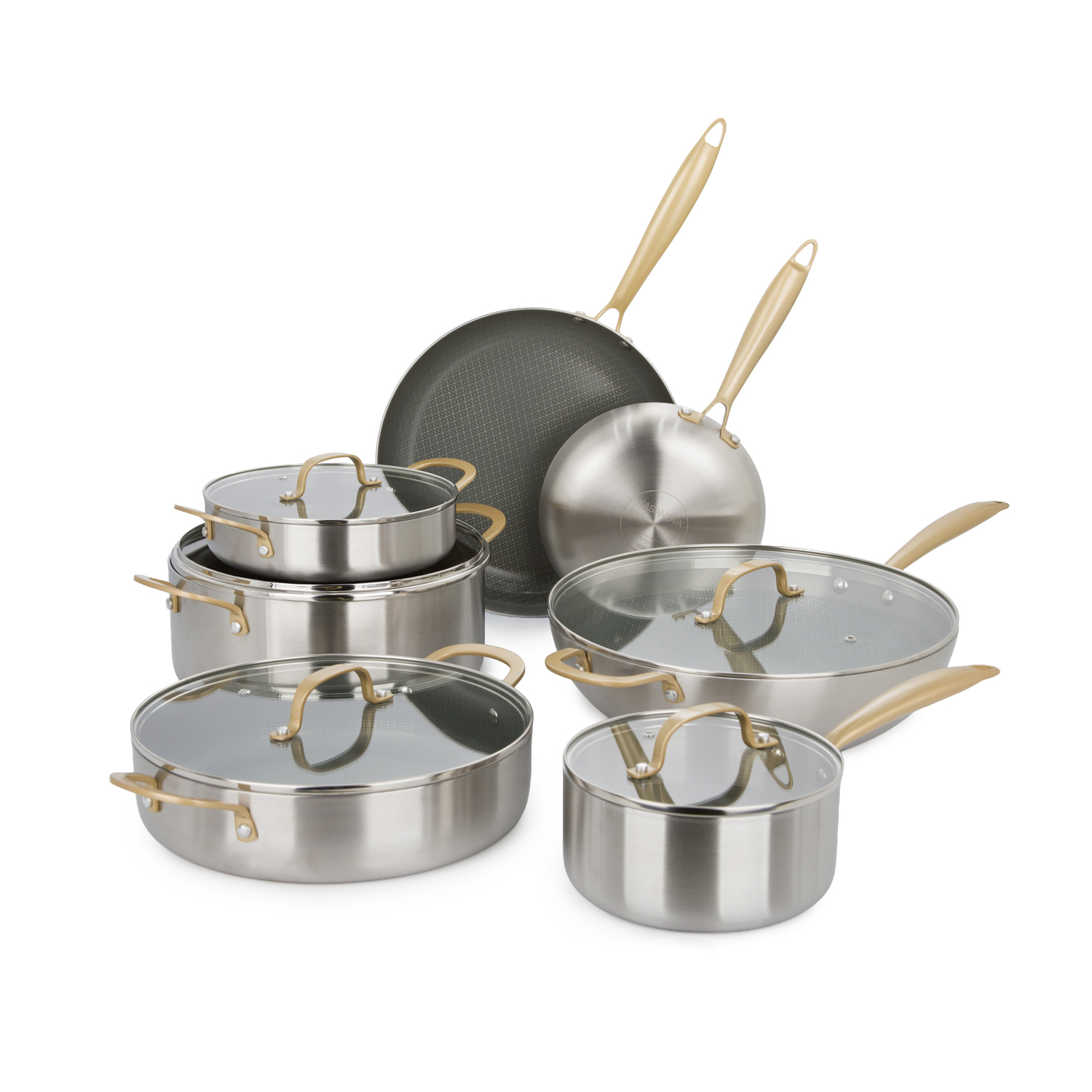 Batteria pentole 12 pezzi Tri - Ply Gold triplo strato