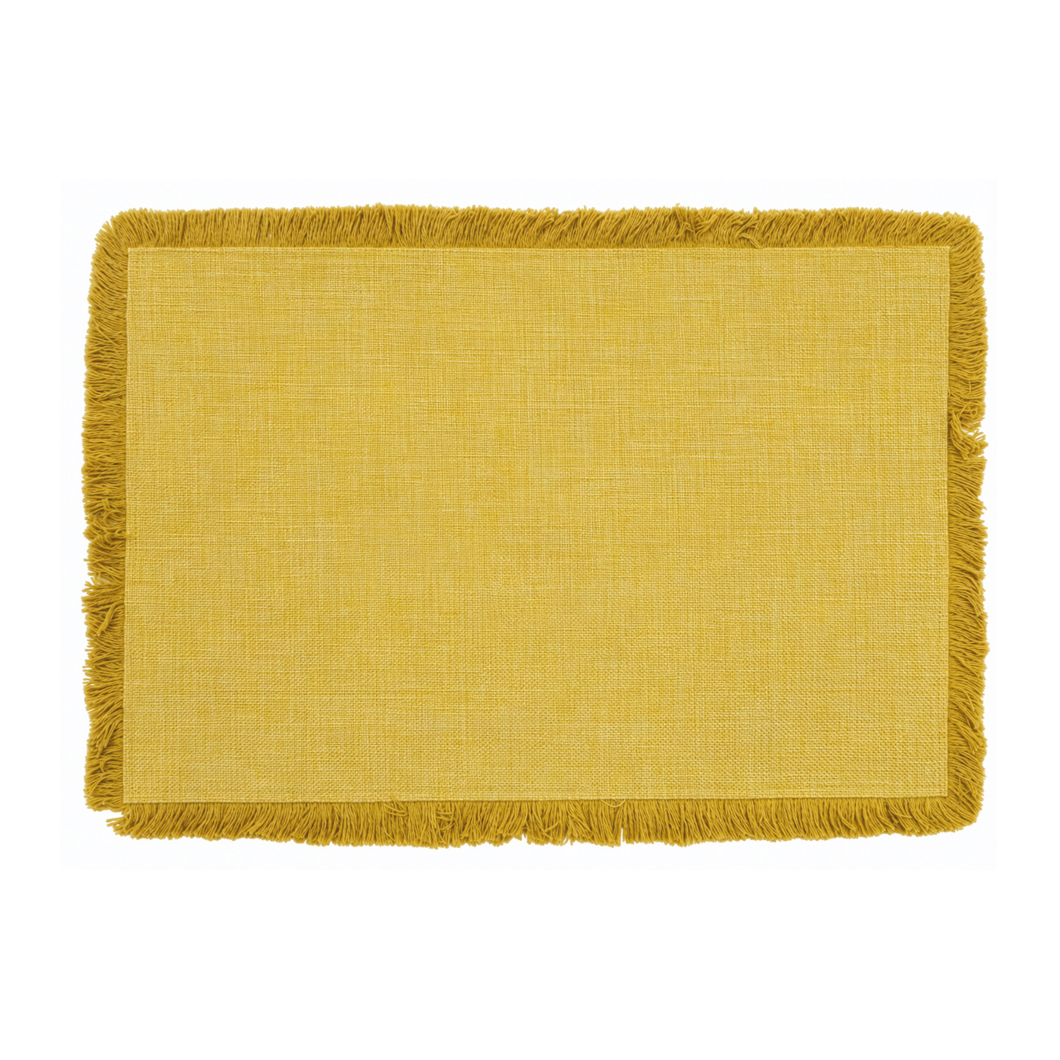 Base decorativa tessuto giallo con frange 30x45 cm