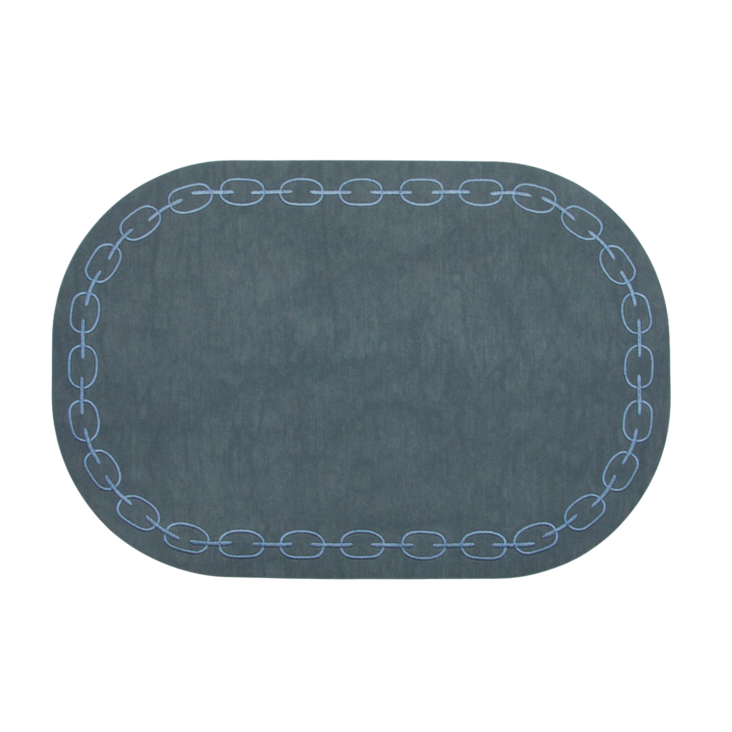 Base decorativa ecopelle blu con ricamo 30x45 cm