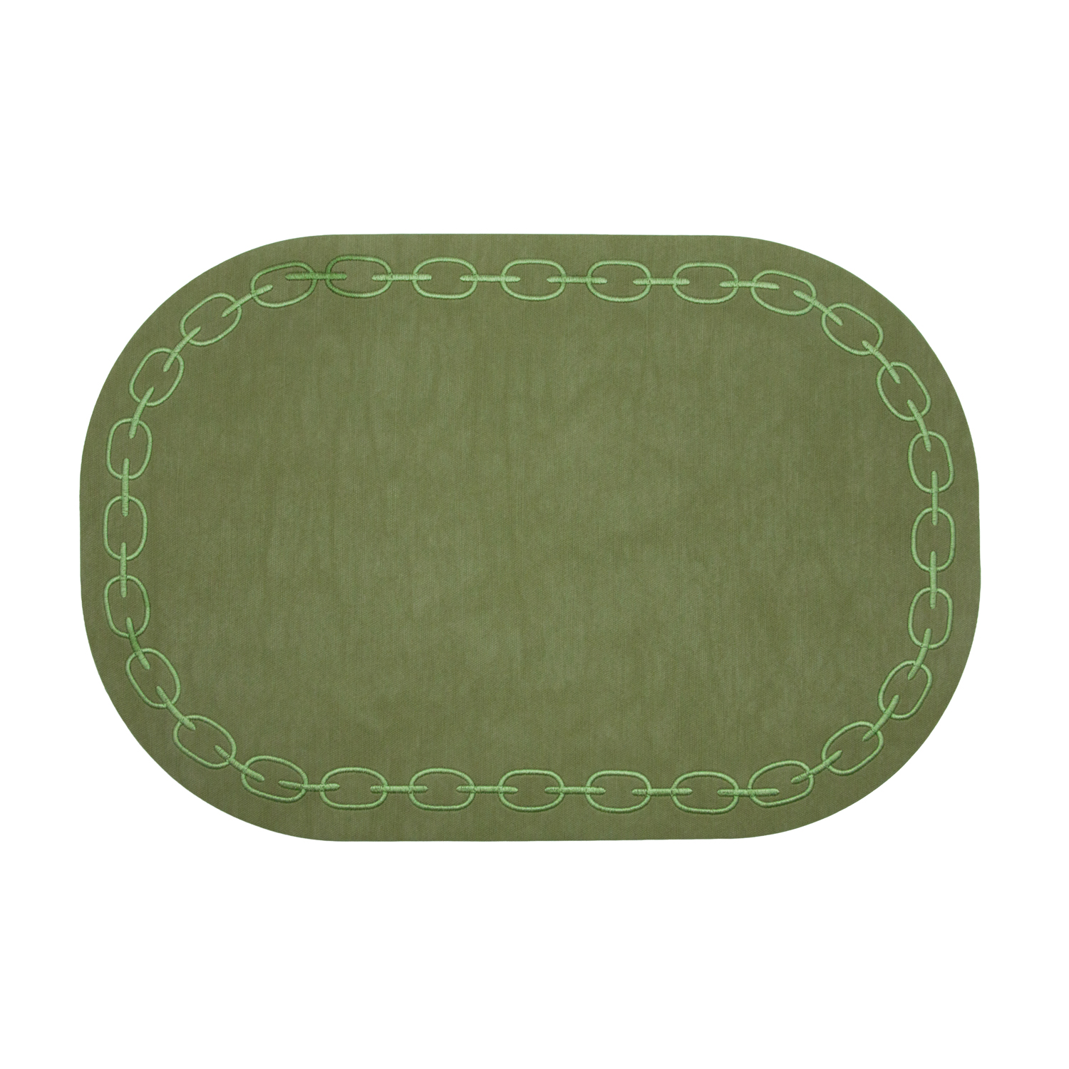 Base decorativa ecopelle verde con ricamo 30x45 cm