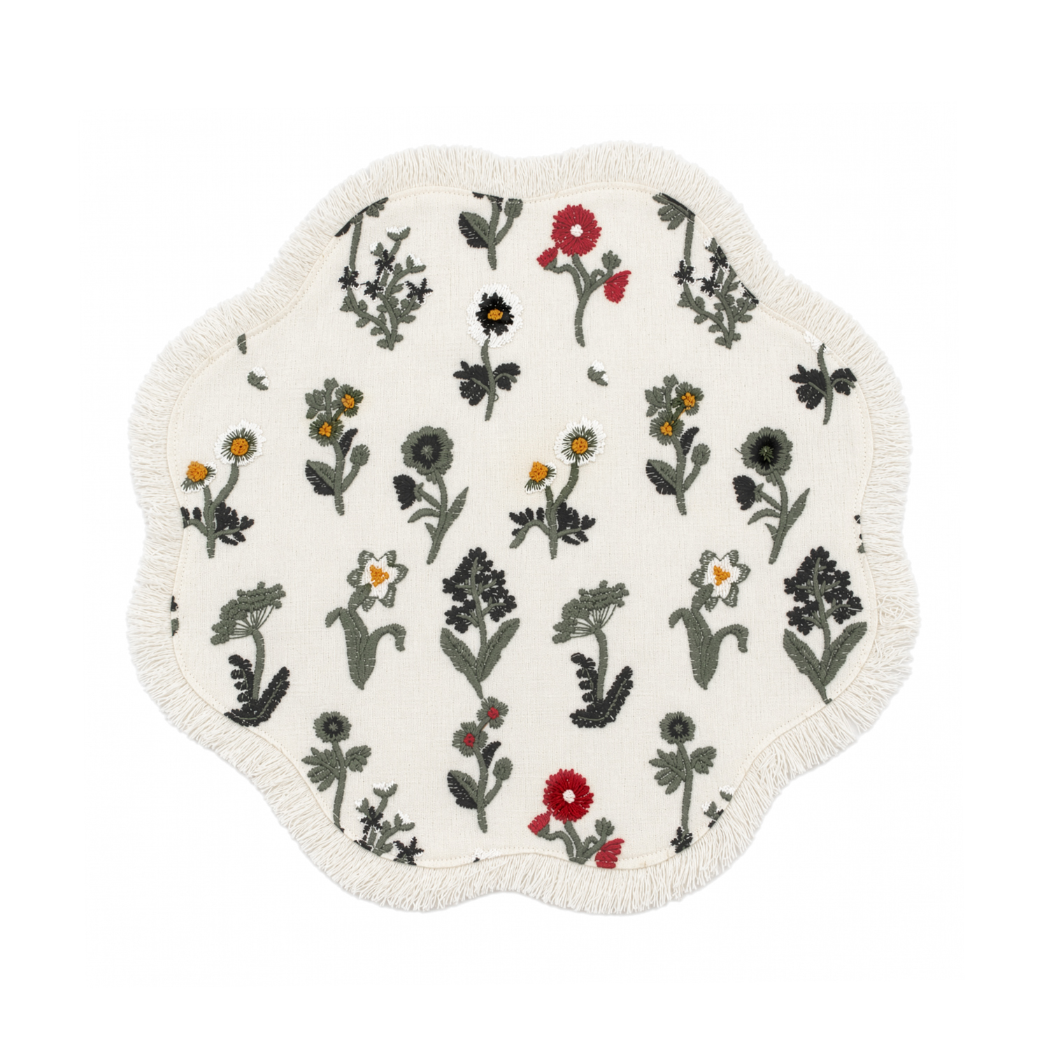 Base decorativa sagomata 38 cm con fiori bianca