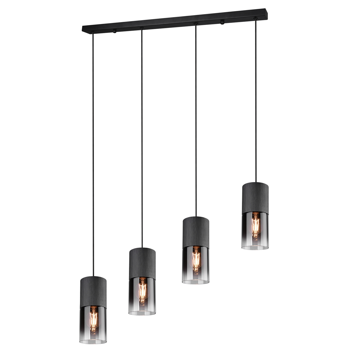 Lampadario 4 luci Robin Trio - Paralumi Fumé