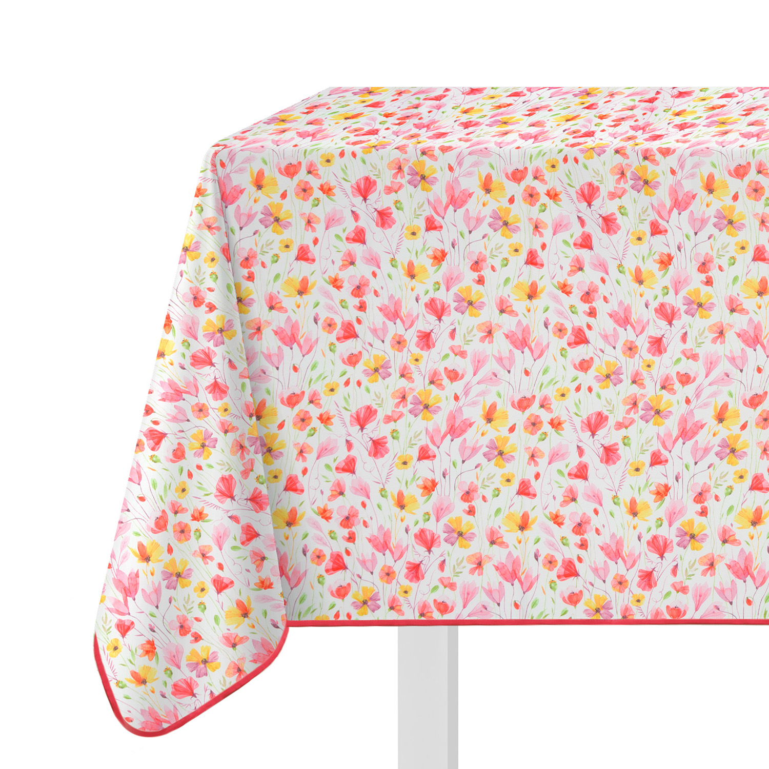 Tovaglia antimacchia 140x140 cm fiori rosa