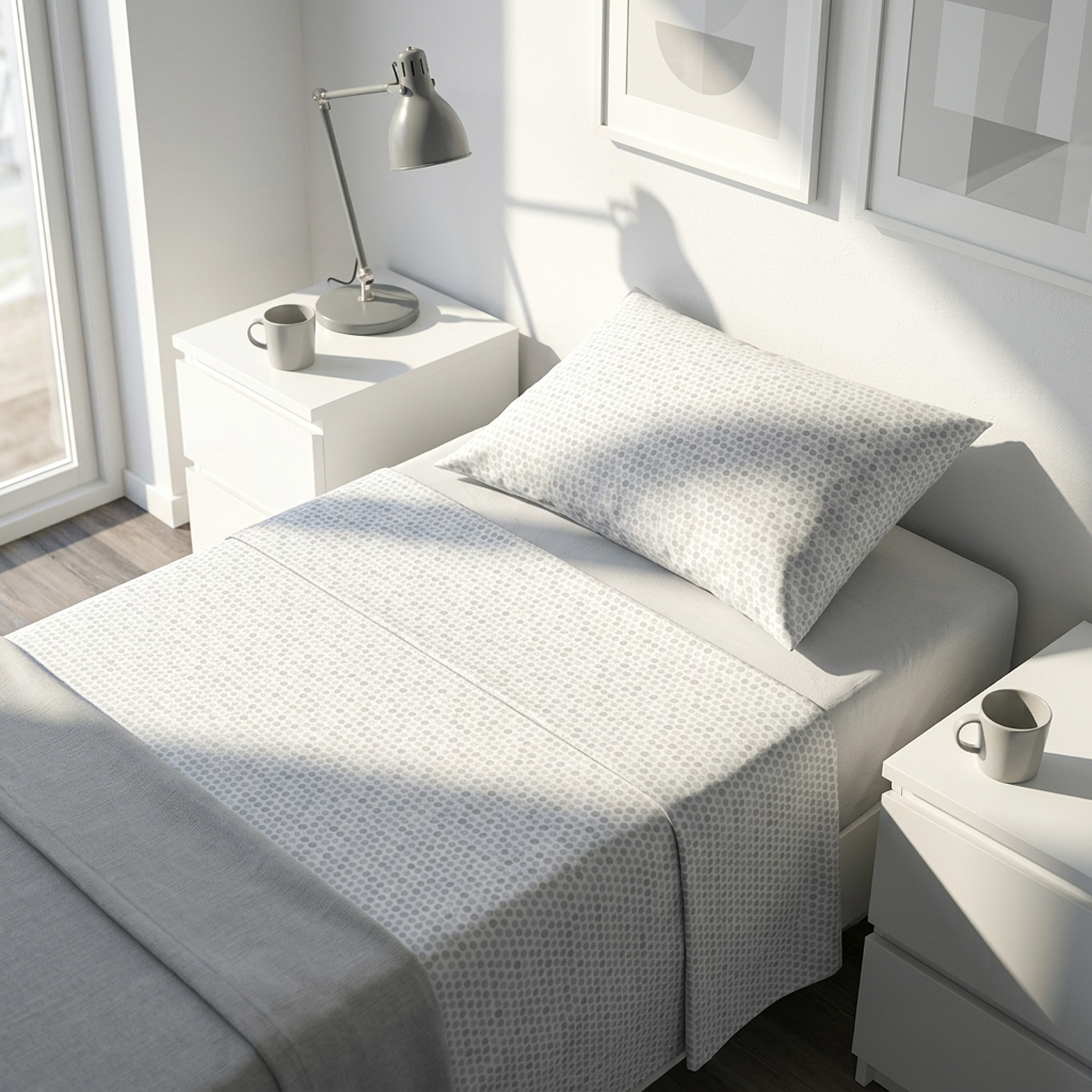 Completo letto singolo stampa pois verde