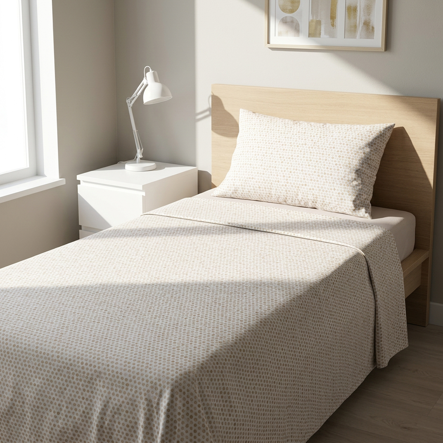 Completo letto singolo stampa pois tortora
