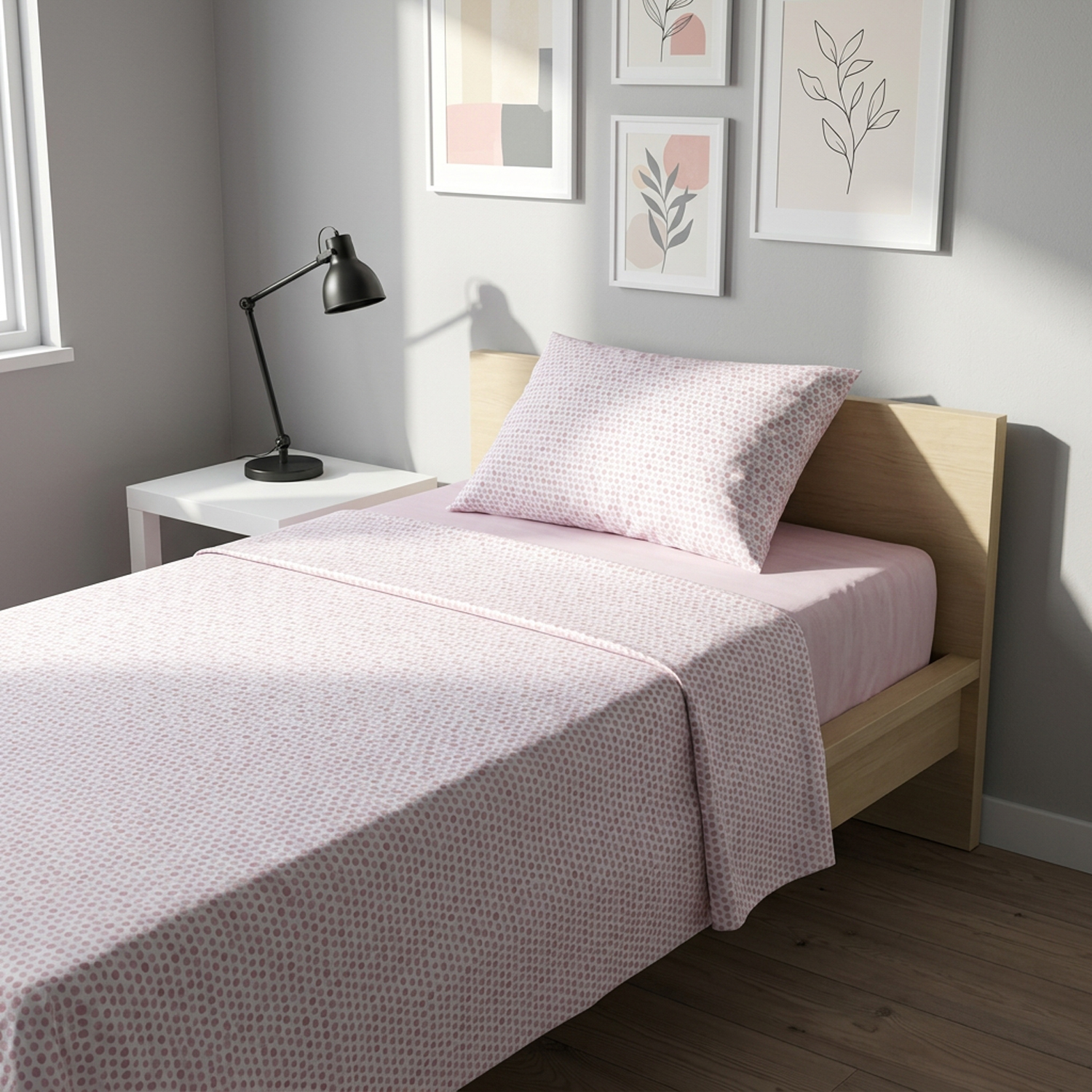 Completo letto una piazza e mezza stampa pois rosa