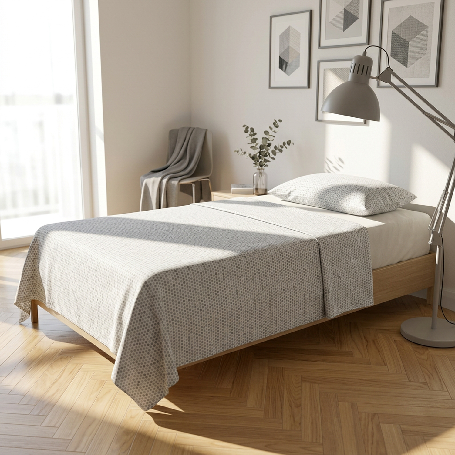 Completo letto una piazza e mezza stampa pois verde