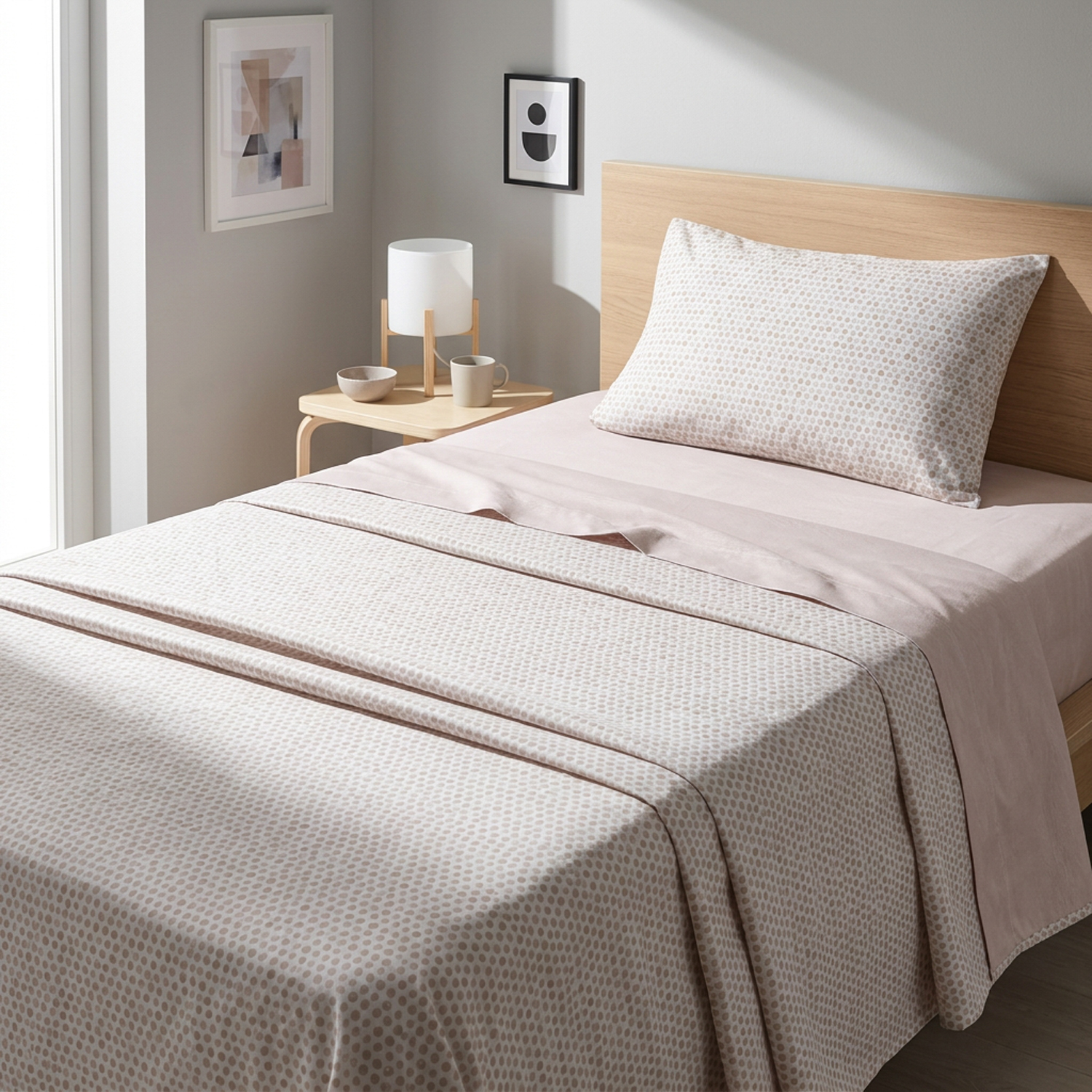 Completo letto una piazza e mezza stampa pois tortora