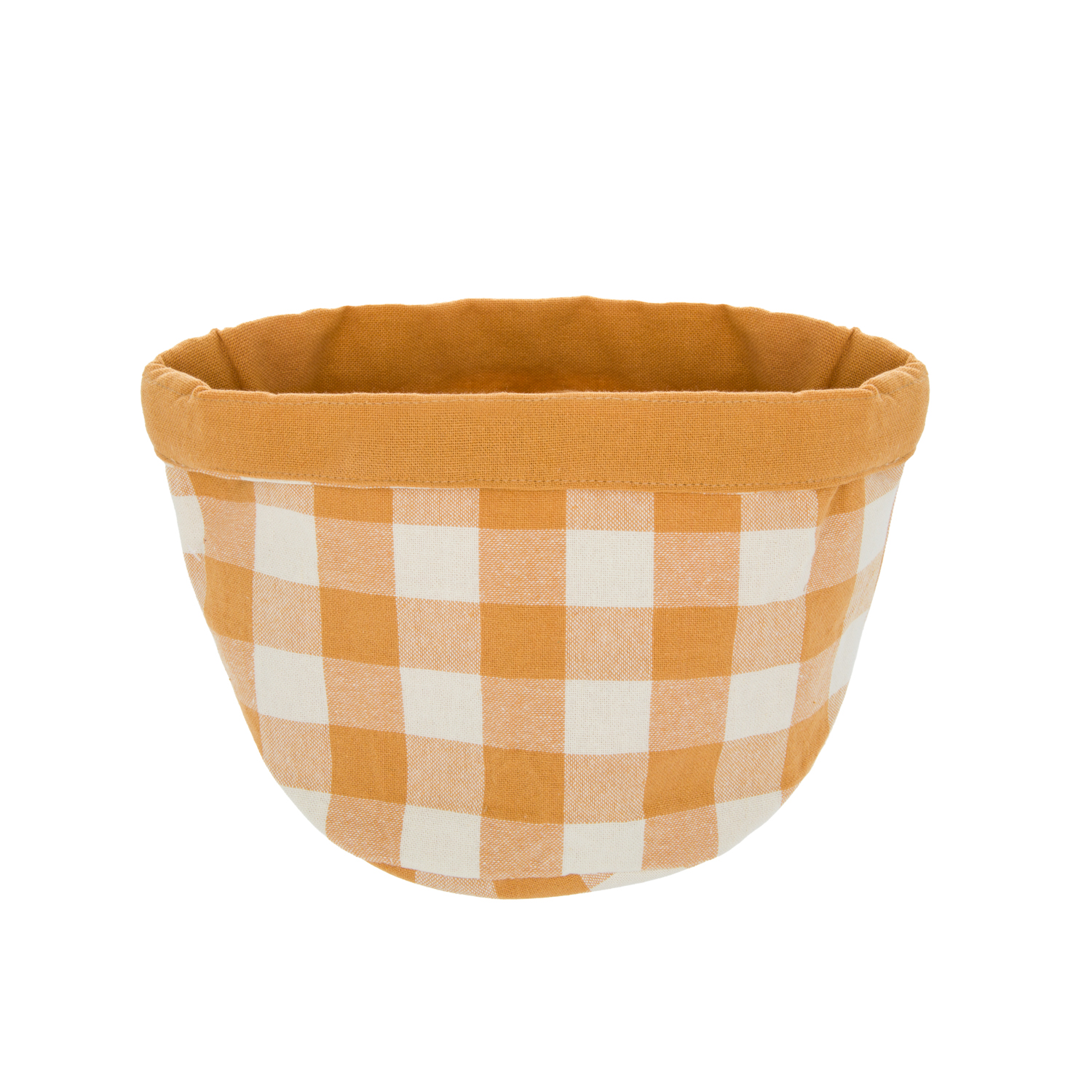 Cestino in tessuto 18 cm cotone quadri ocra