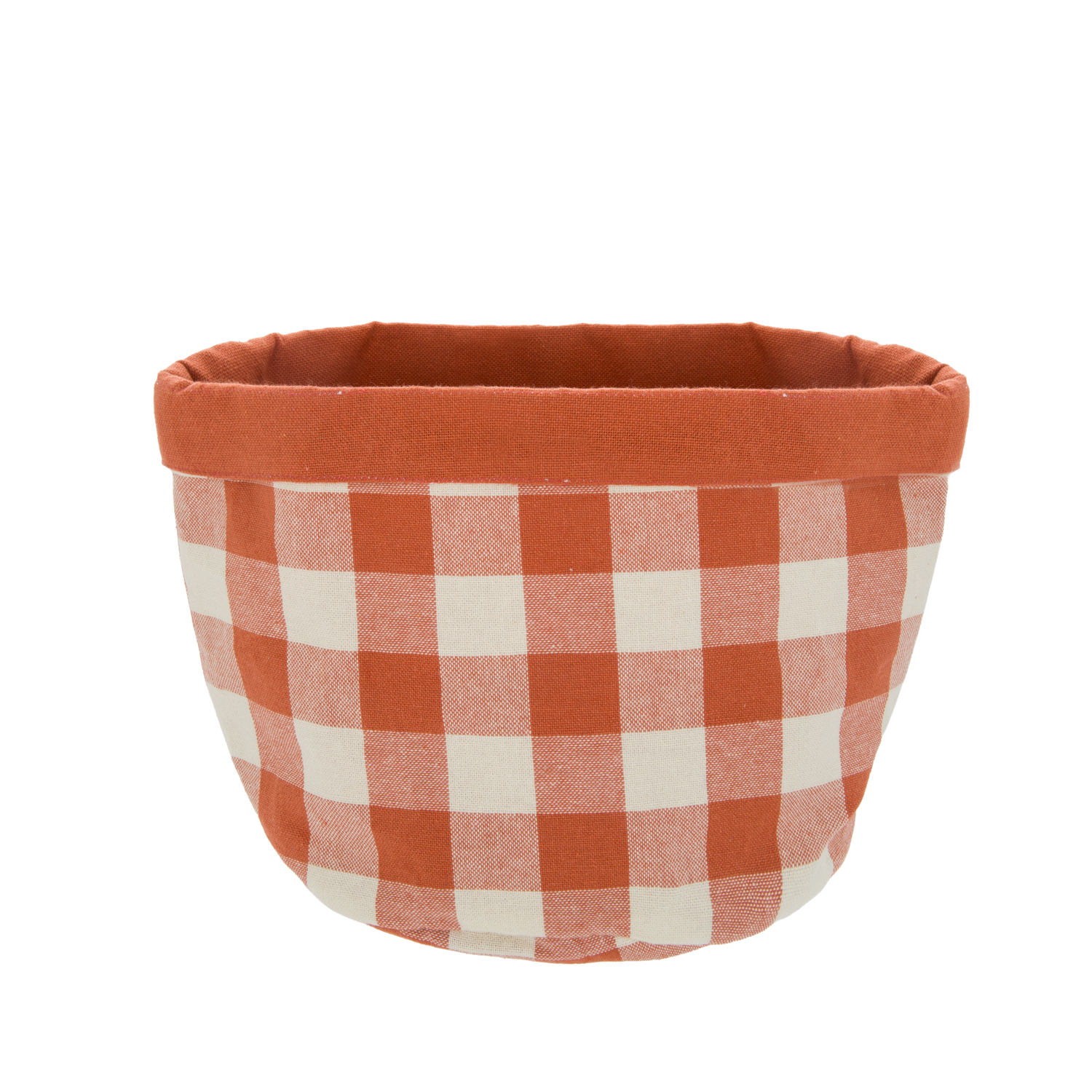 Cestino in tessuto 18 cm cotone quadri ruggine