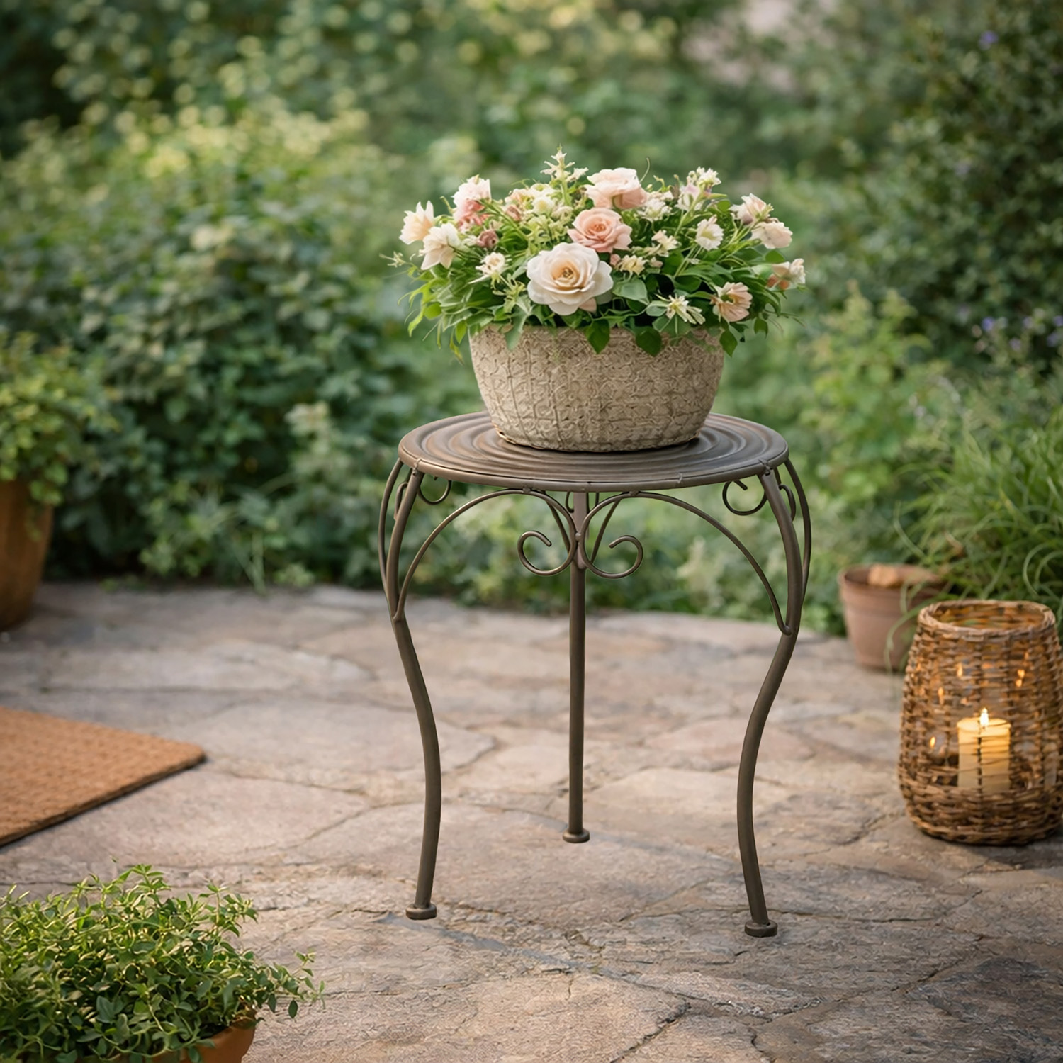 Porta vaso in ferro 30x29,5 cm color caffè