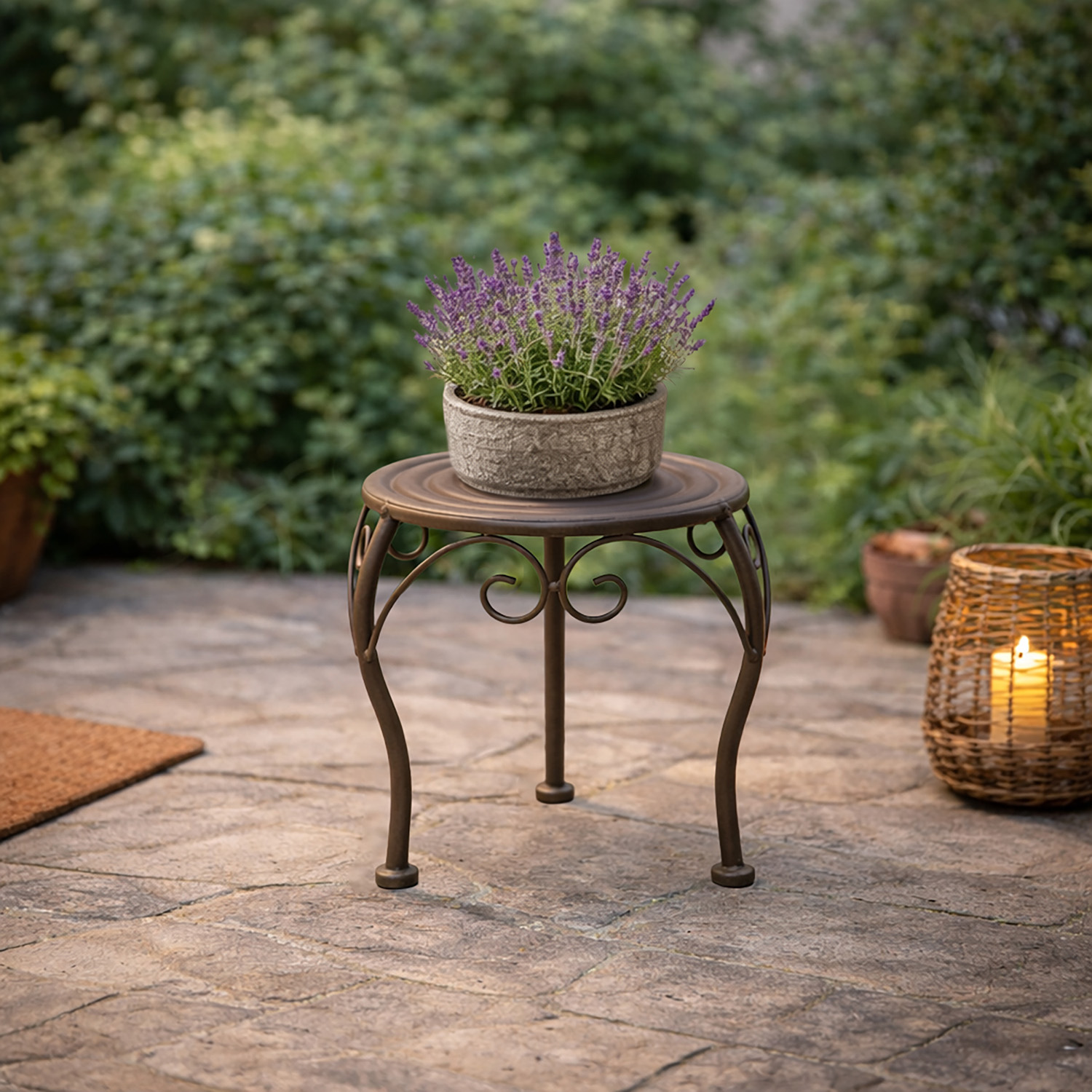 Porta vaso in ferro 25,5x23,5 cm color caffè