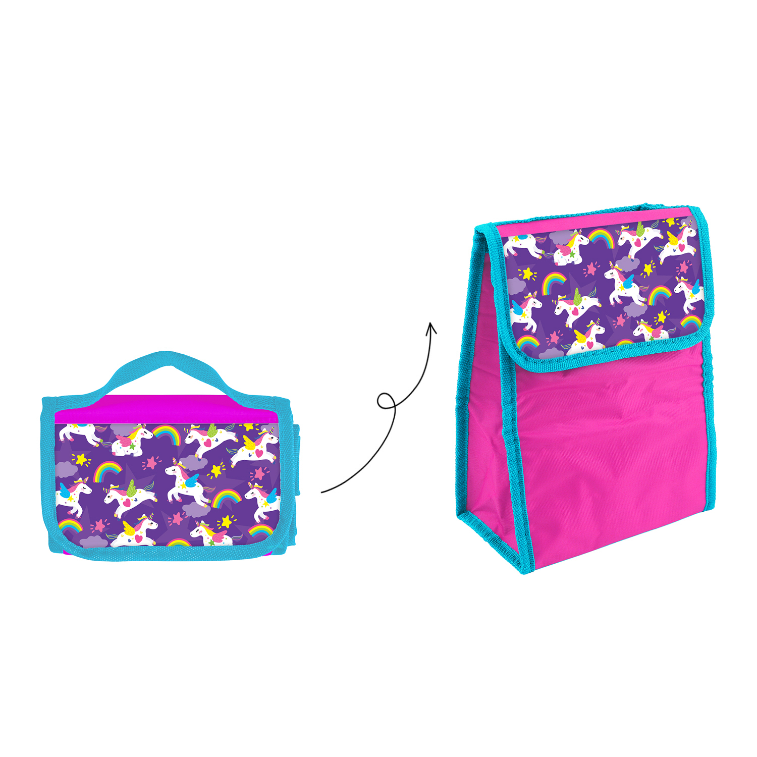 Zainetto Bambini con Decorazione a Tema Unicorni e Porta Merenda