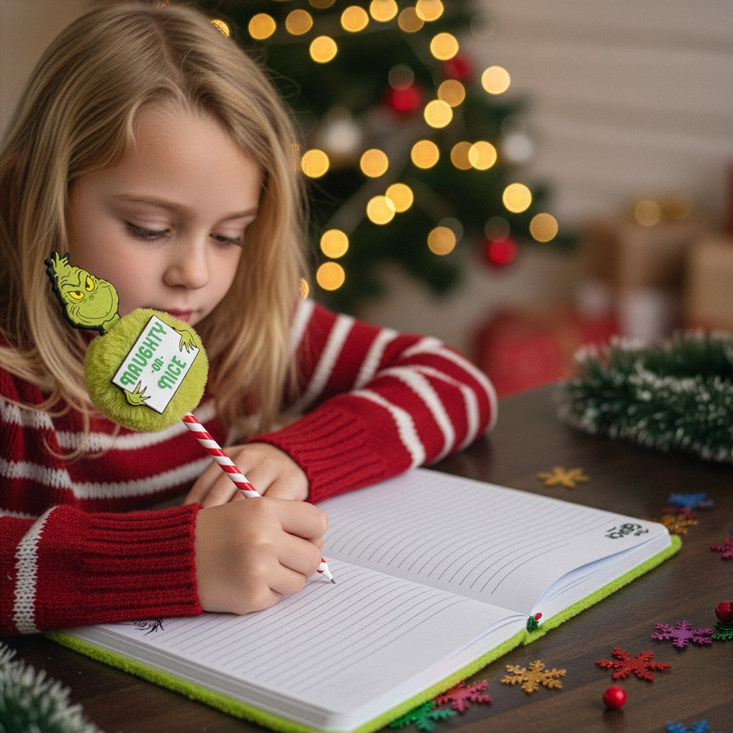 Penna natalizia Grinch con pompon