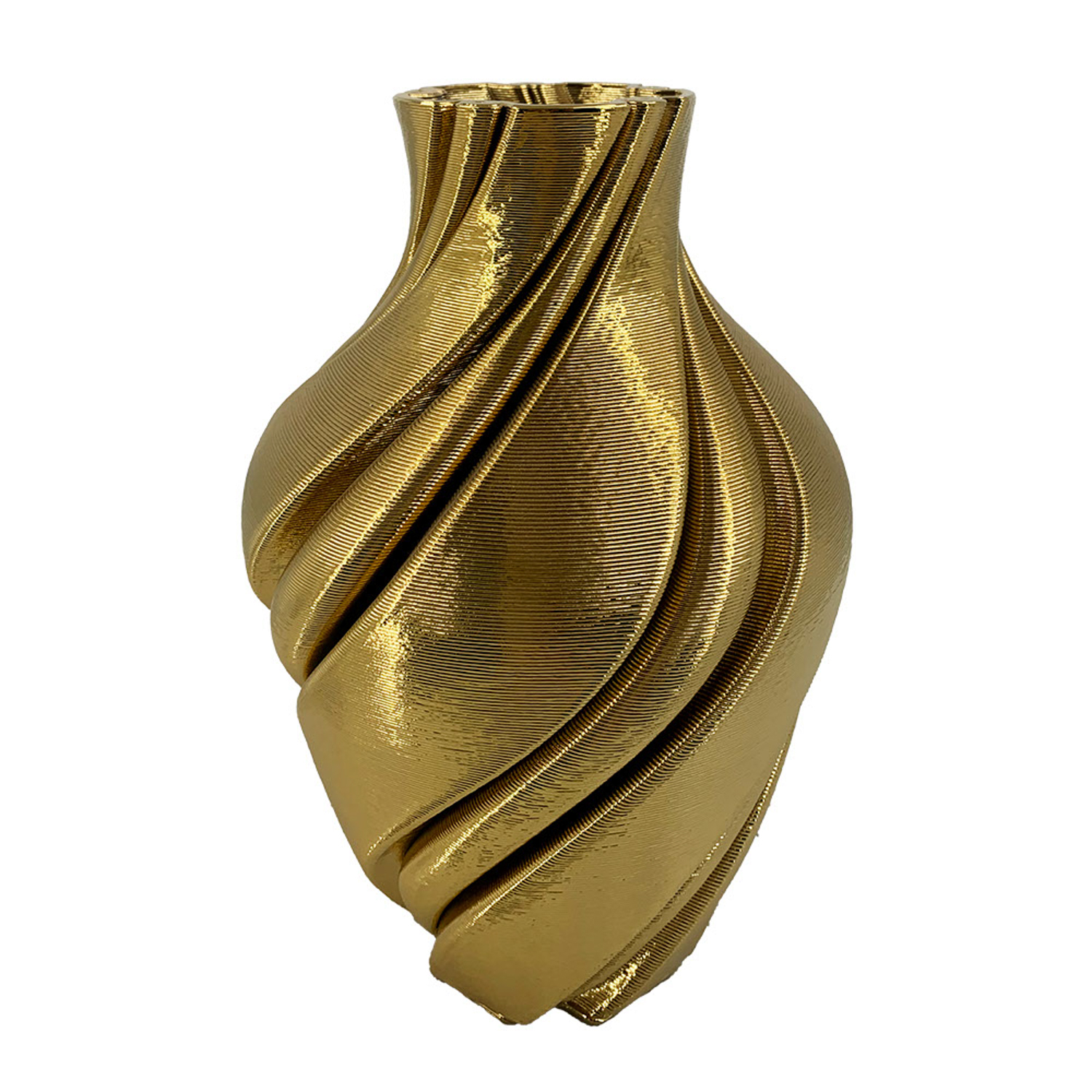 Vaso 3D color oro in ceramica, dettaglio scenografico