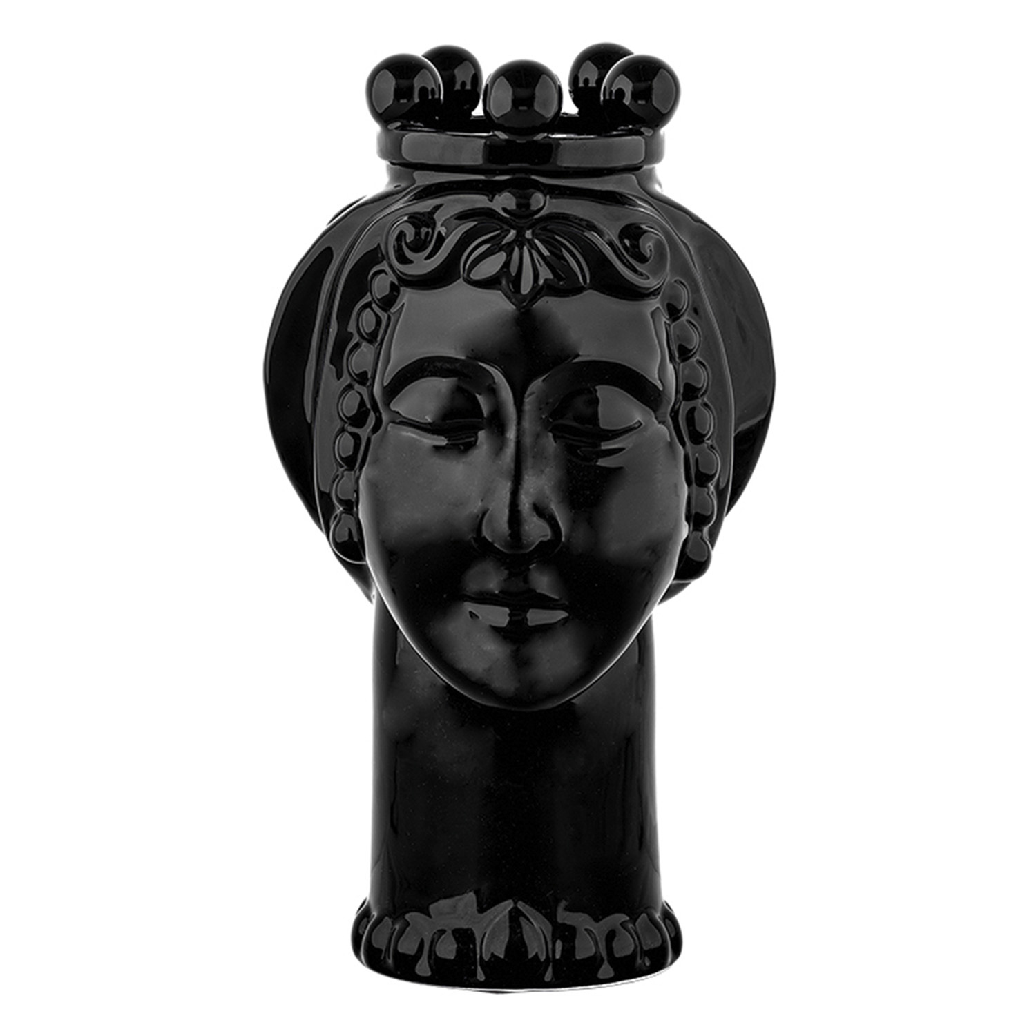 Vaso volto Frangipani nero, finitura lucida
