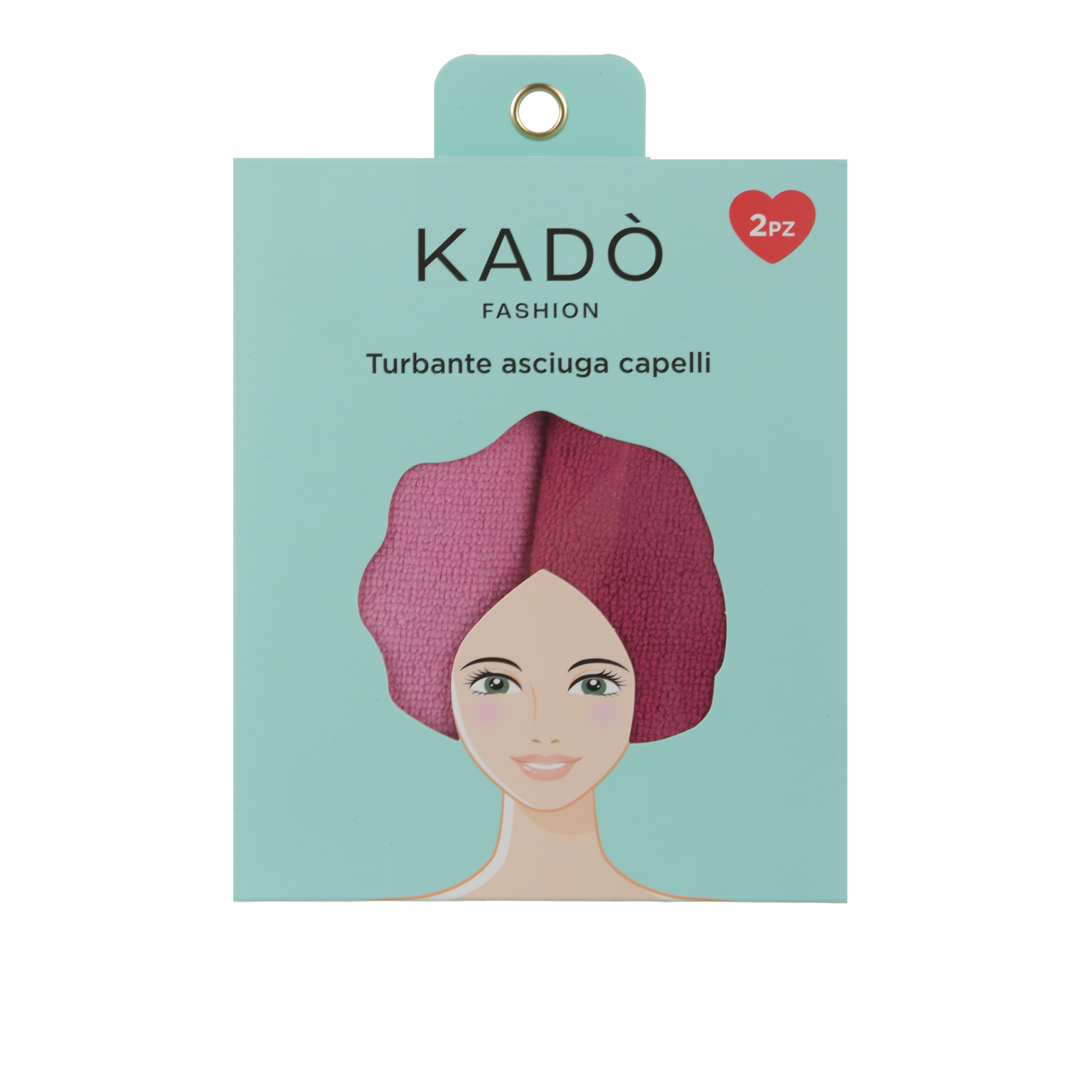 Set 2 asciugamani capelli turbante in microfibra rosa