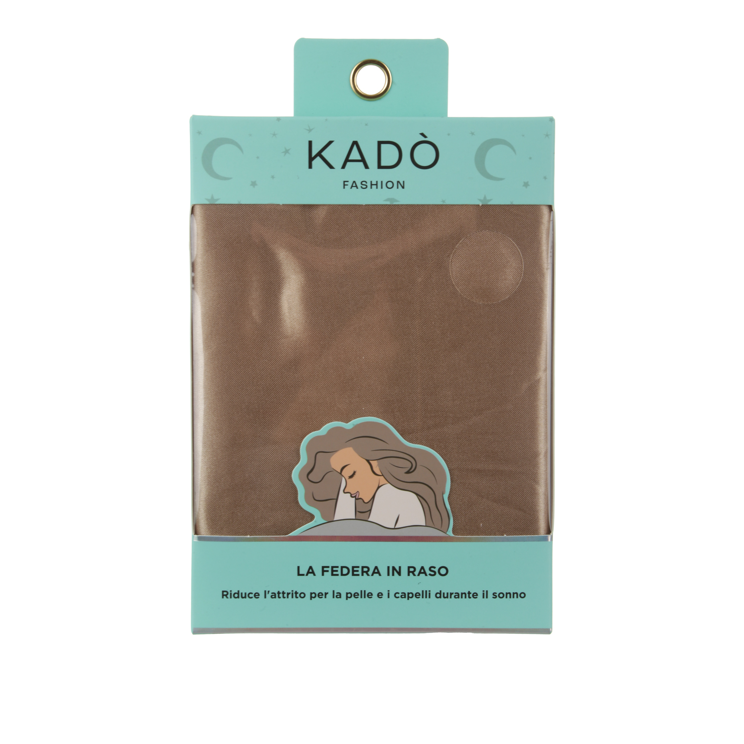 Federa in raso marrone 50x80 cm