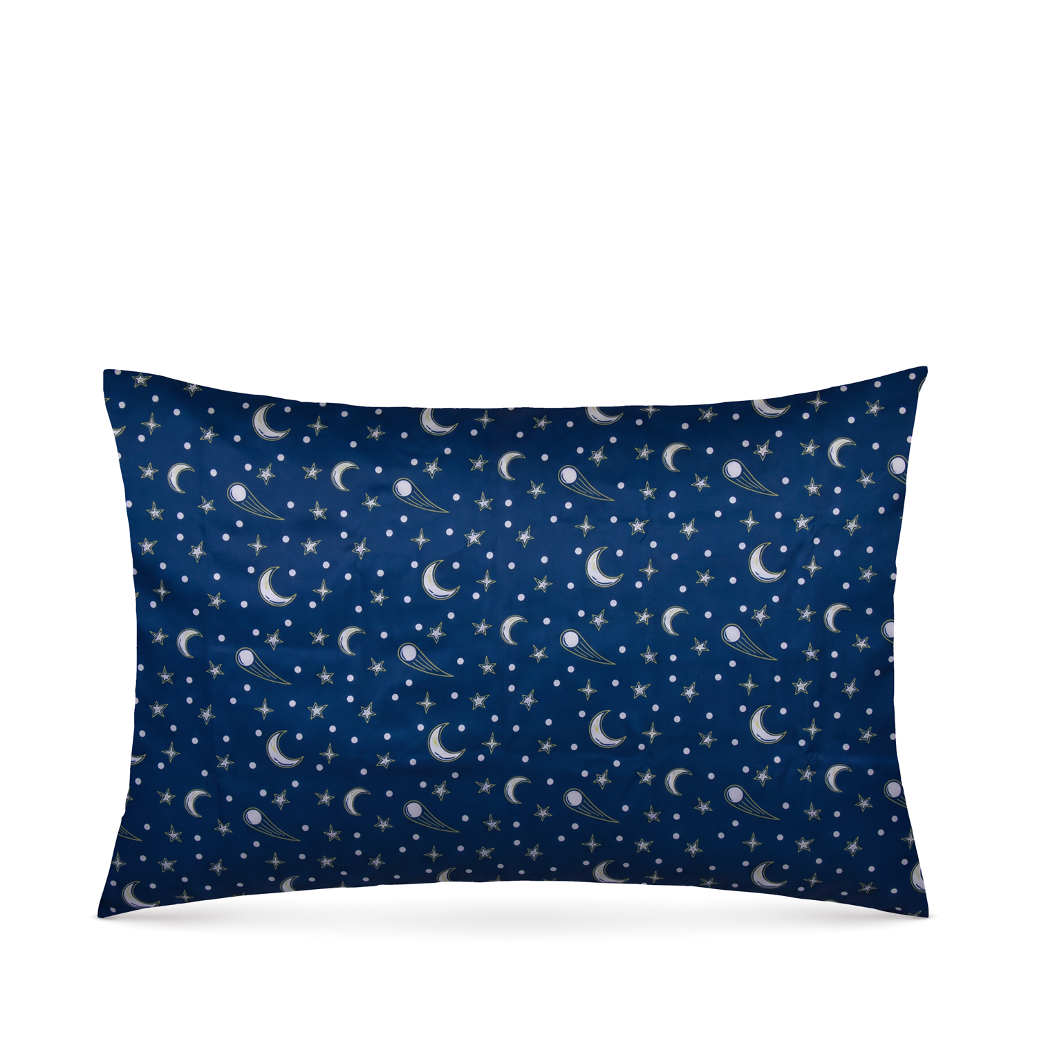 Federa in raso blu con stelle e luna 50x80 cm
