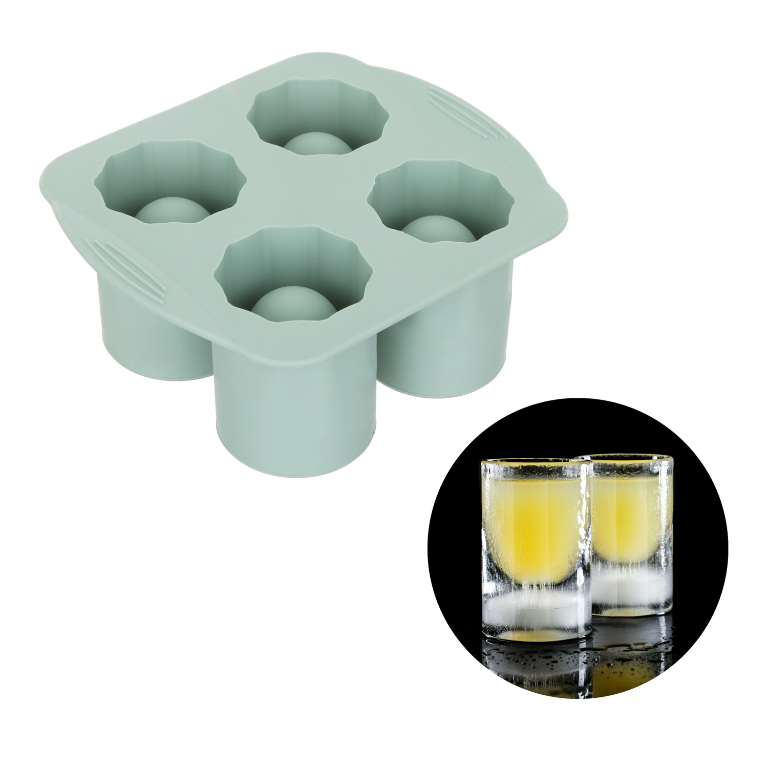 Stampo ghiaccio in silicone 4 cubi tondi