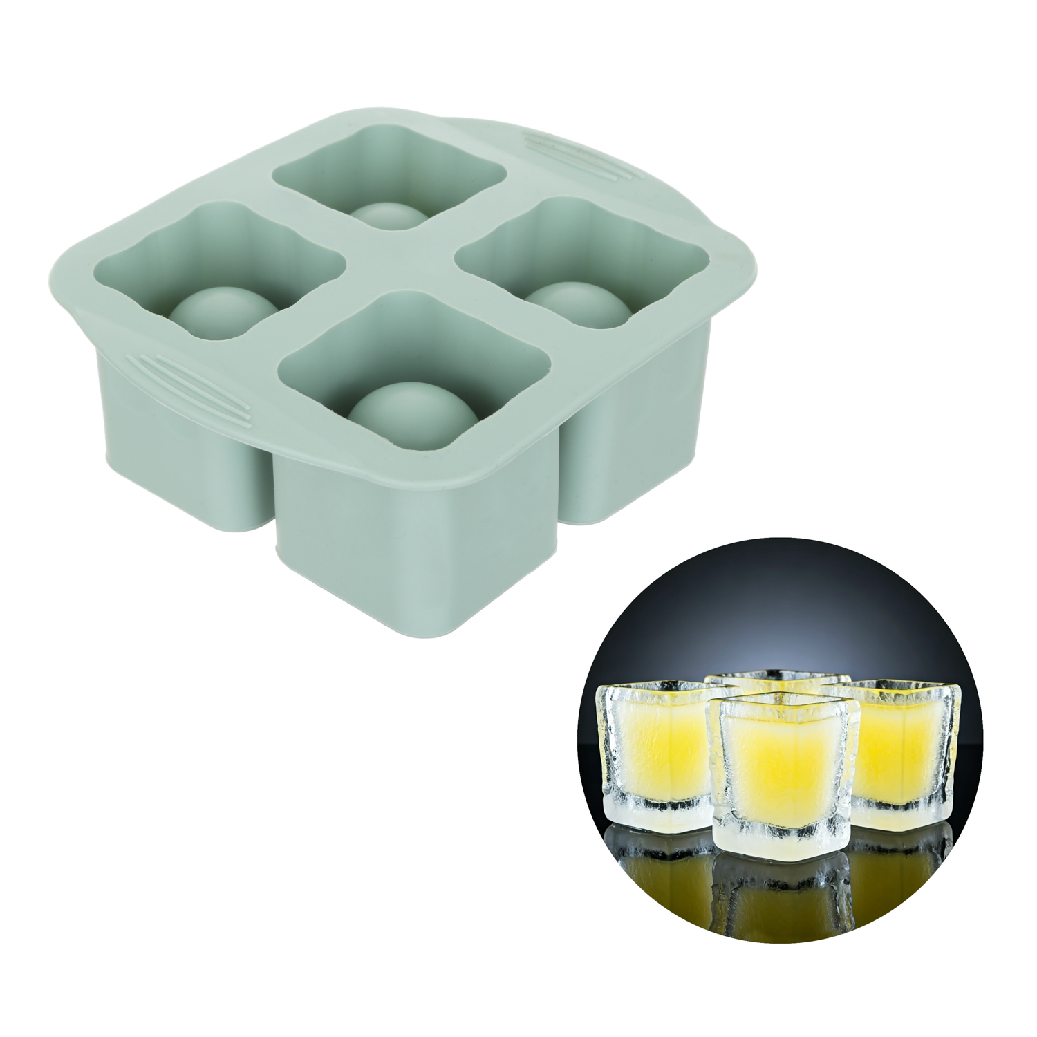 Stampo ghiaccio in silicone 4 cubi