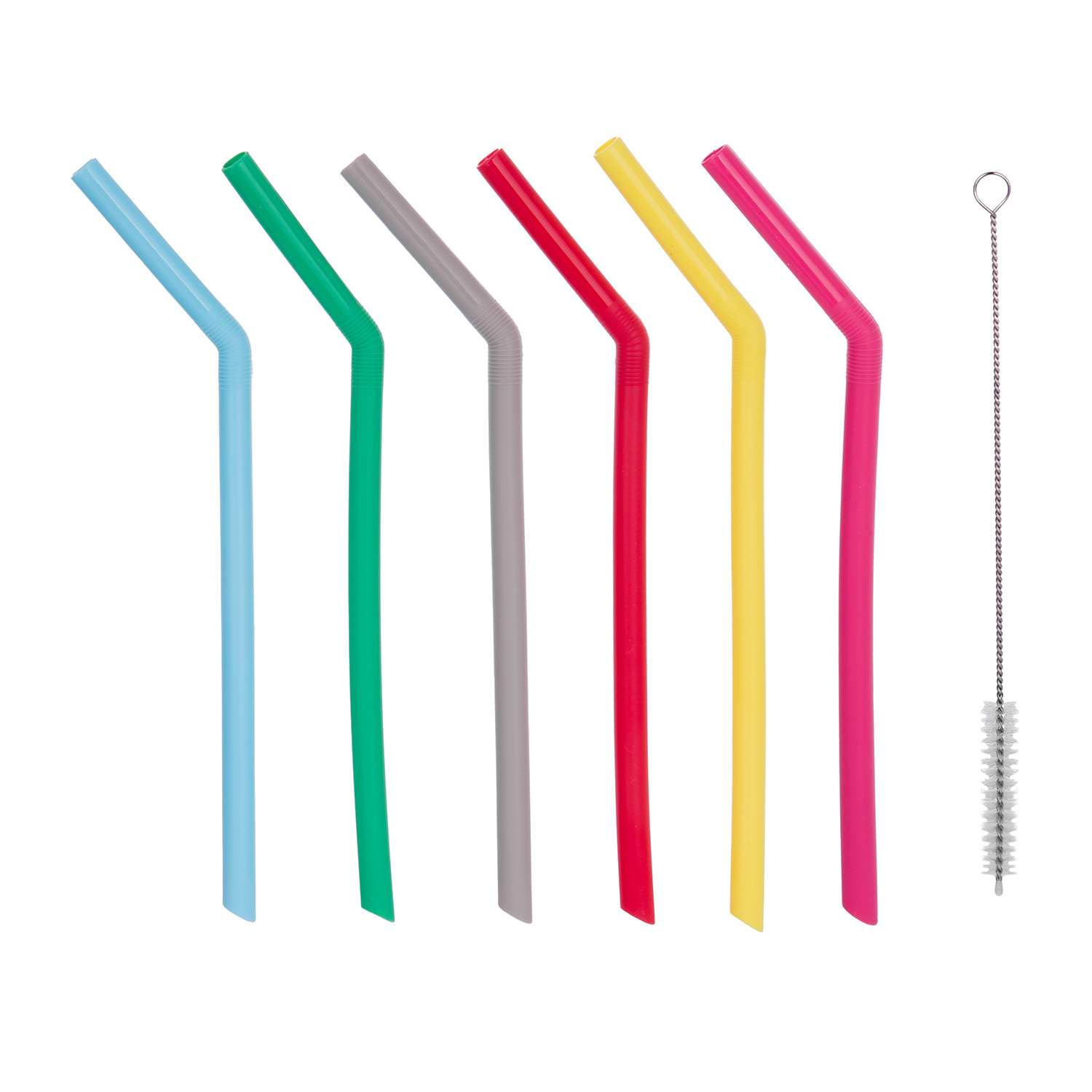 Set 6 cannucce multicolore con scovolino