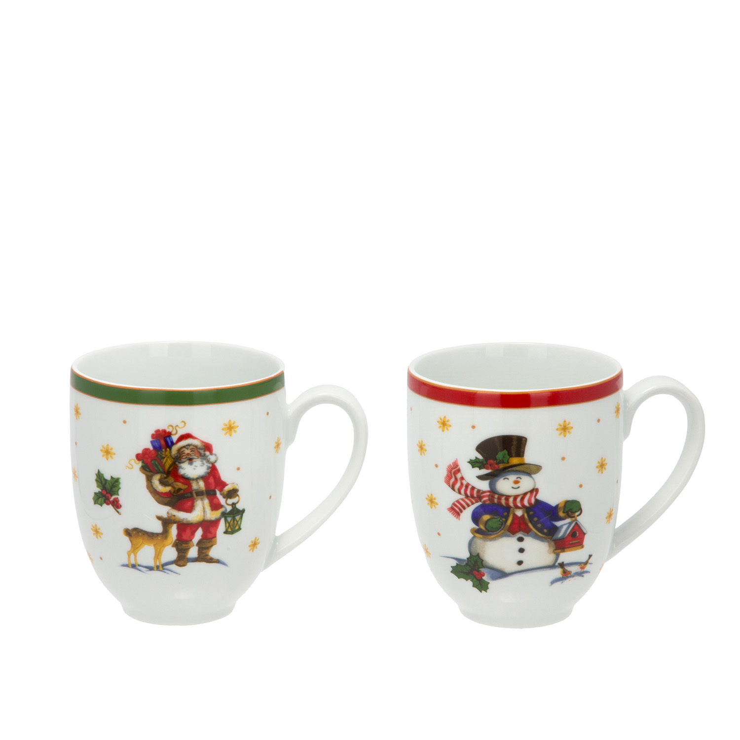 Set 2 tazze 300 ml Pupazzo e Babbo Natale