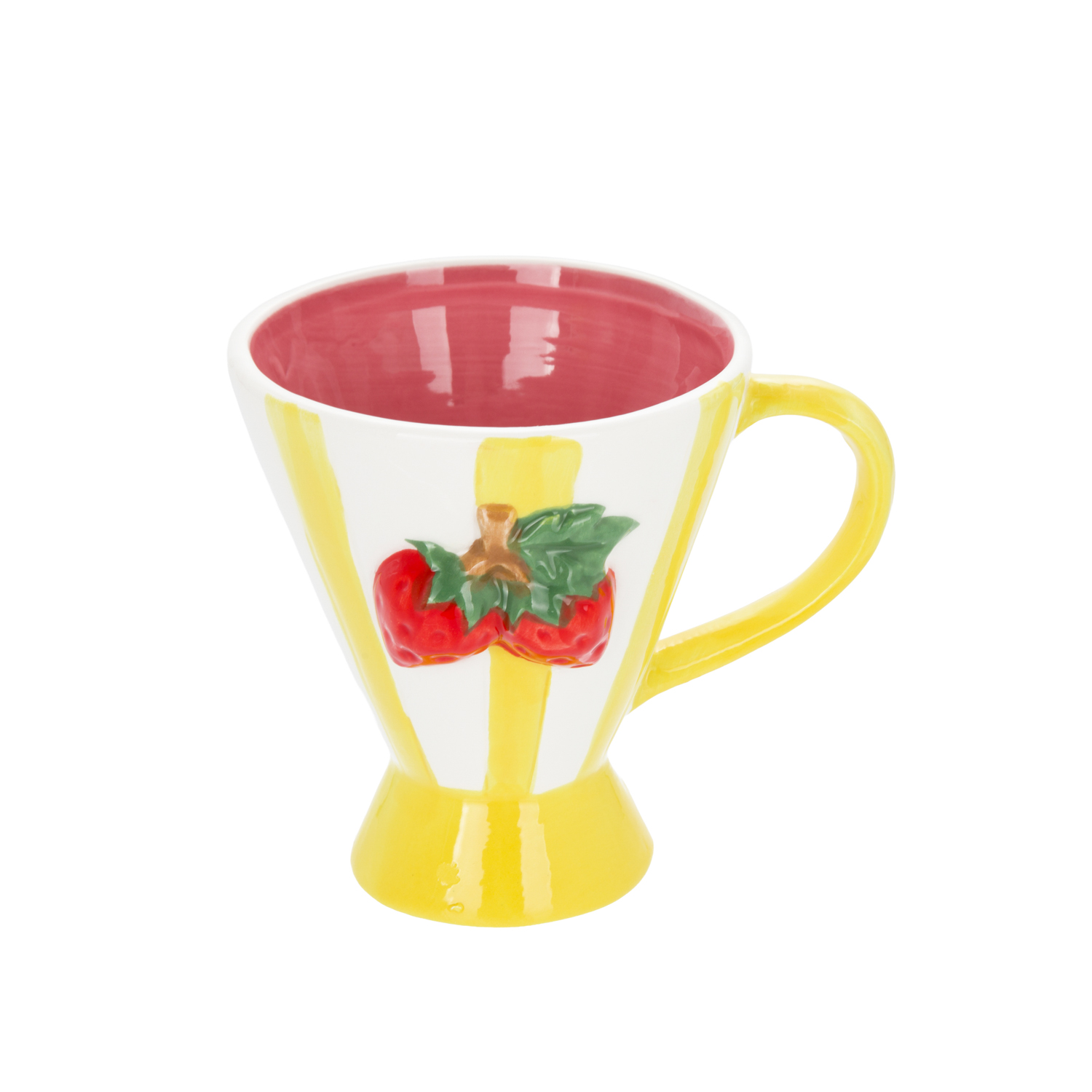 Tazza fragole righe gialle 230 ml Florafruit ceramica