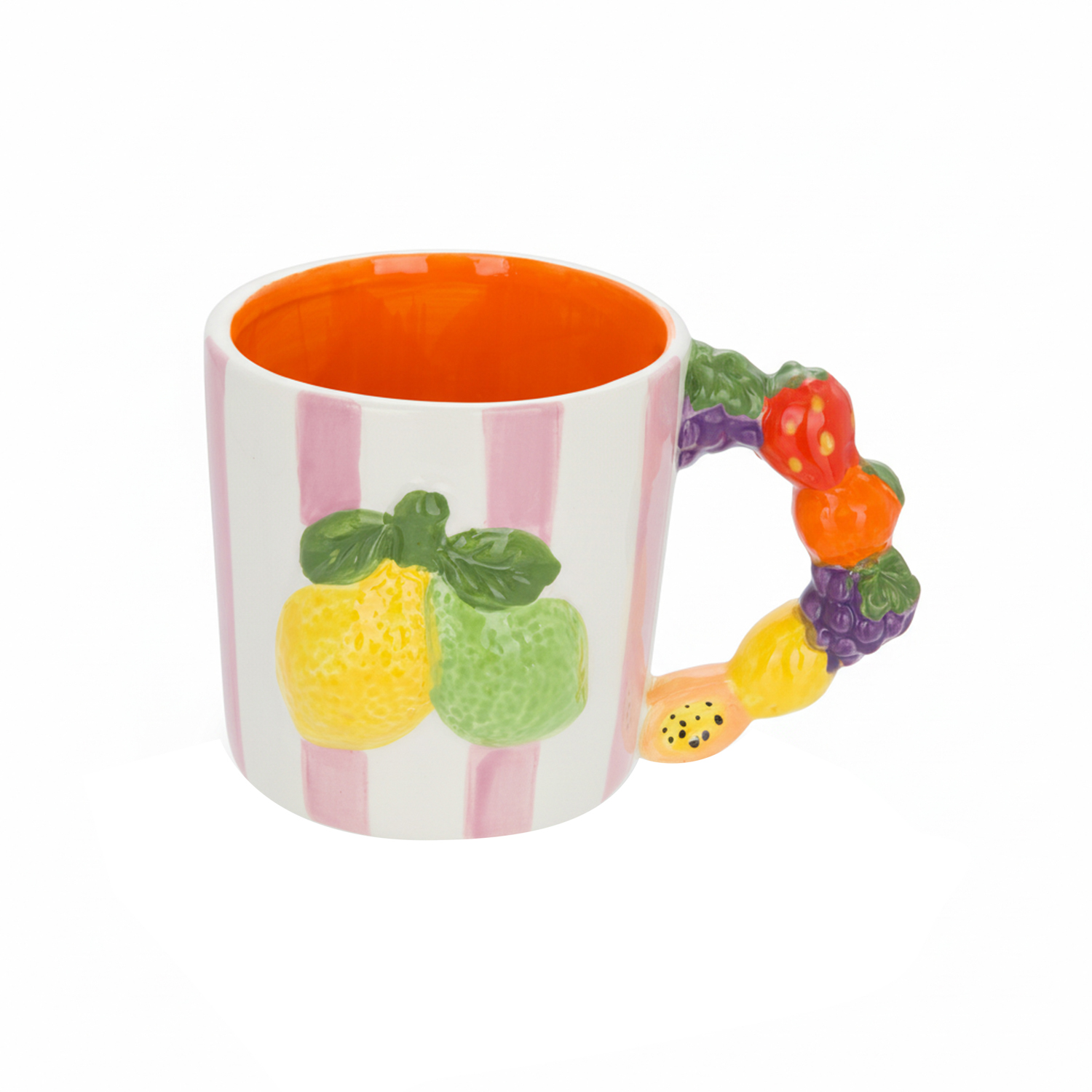 Tazza limone righe rosa 530 ml Florafruit ceramica