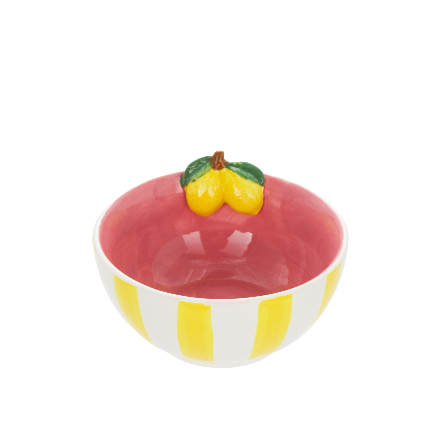 Ciotola limoni 10,8 cm righe gialle Florafruit ceramica