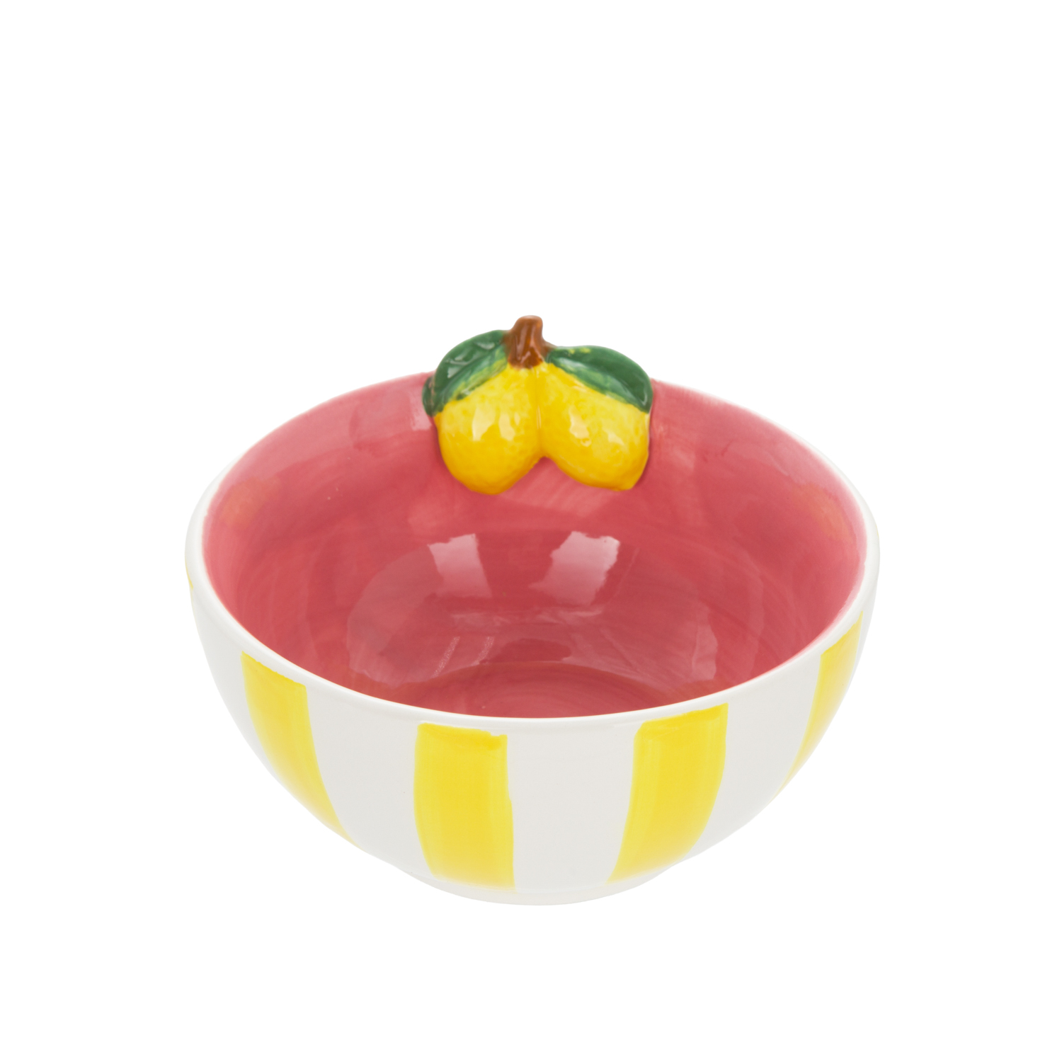 Ciotola limoni 14 cm righe gialle Florafruit ceramica