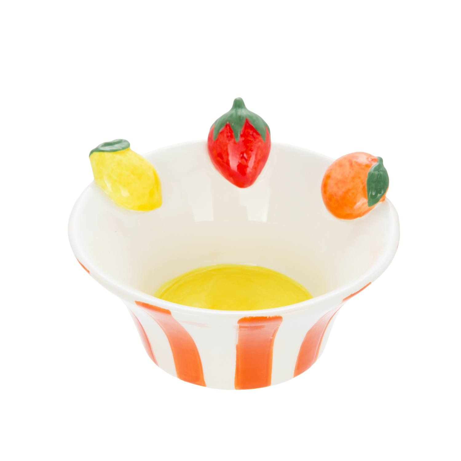 Ciotola frutta 13 cm righe arancioni Florafruit ceramica