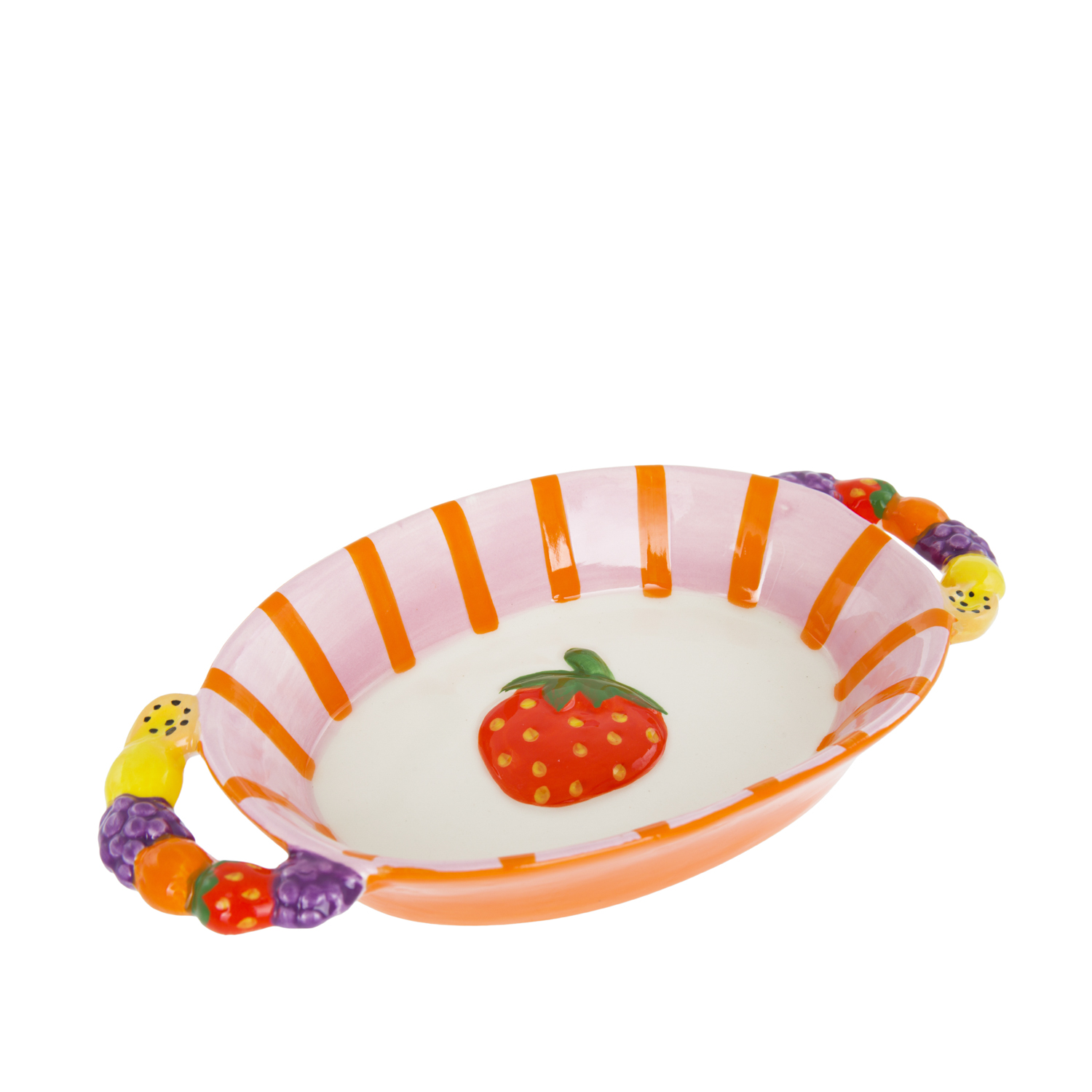 Piatto portata con manici fragola Florafruit ceramica