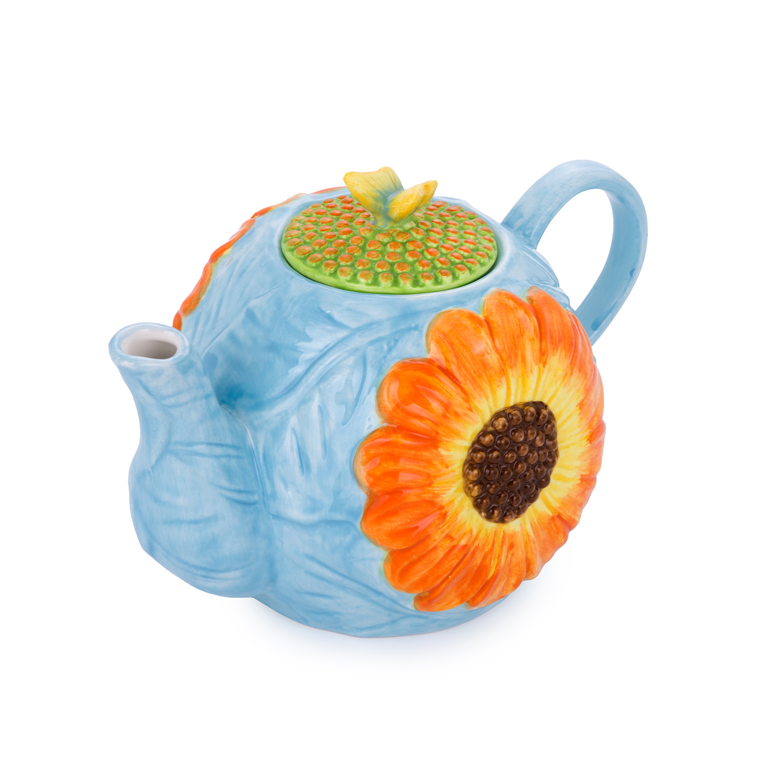 Teiera fiore azzurra 970 ml terracotta Florafruit