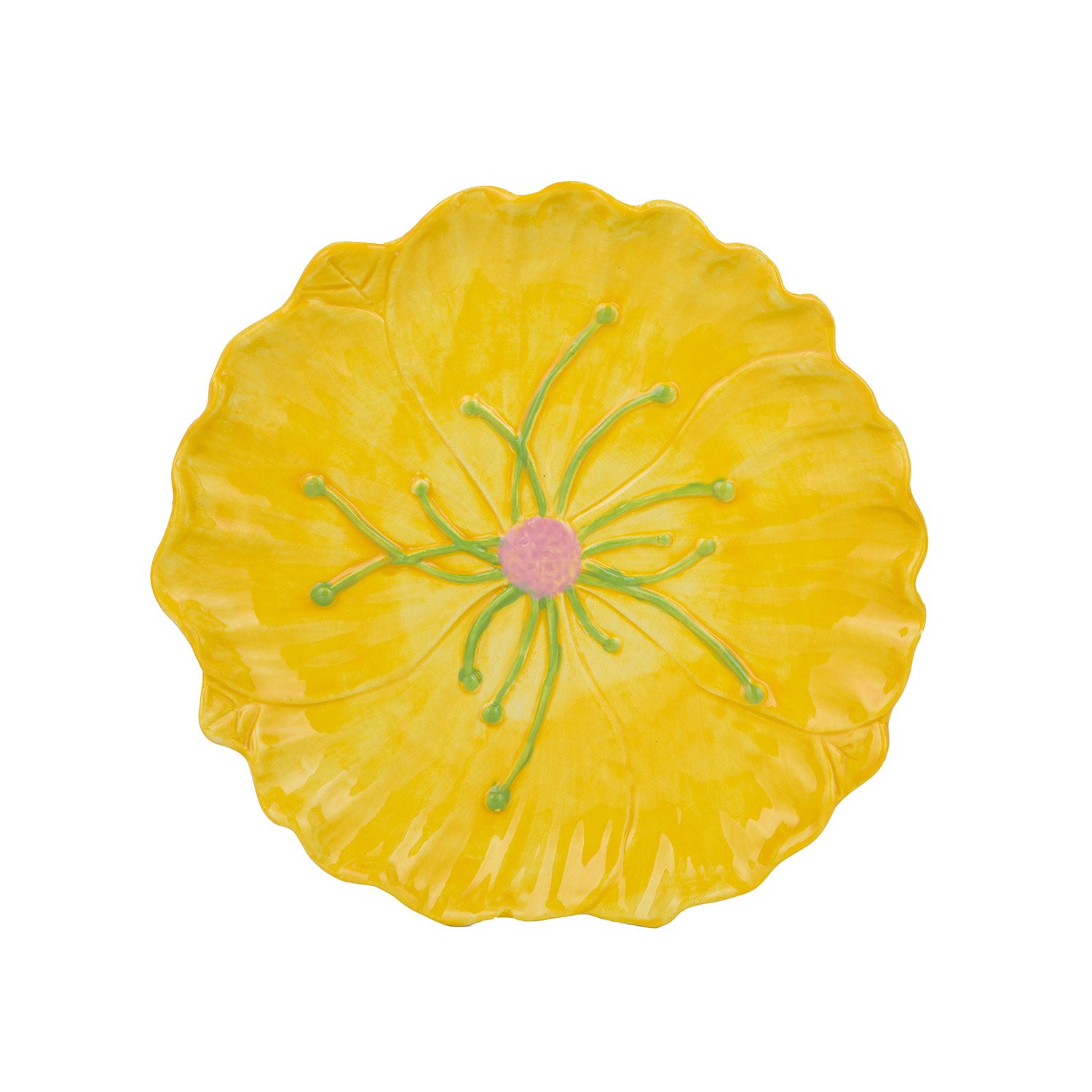 Piattino fiore giallo 14,5 cm terracotta Florafruit