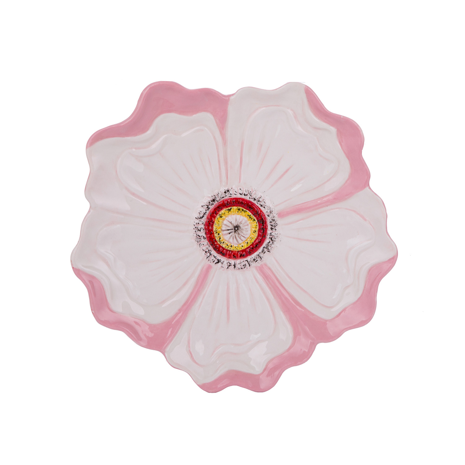 Piattino fiore rosa 20 cm terracotta Florafruit