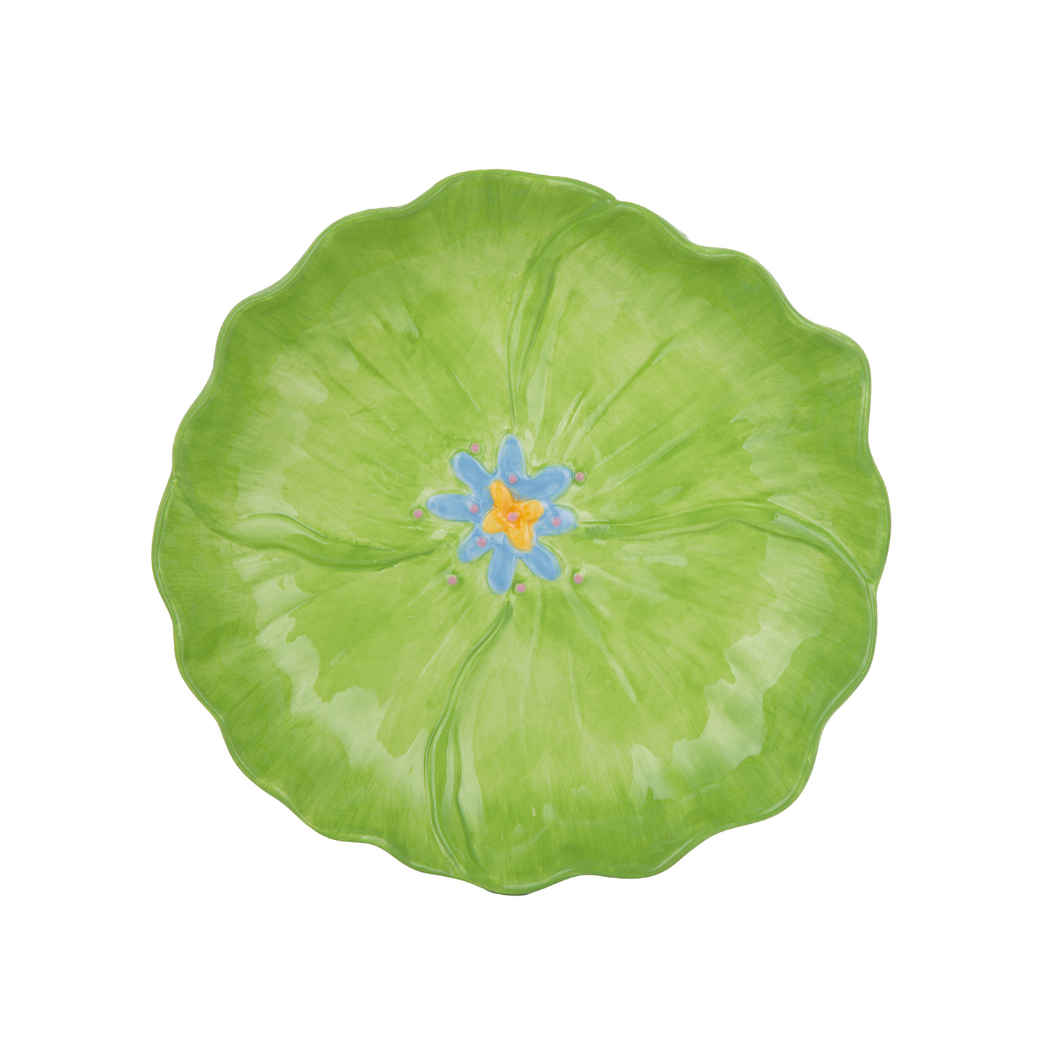 Piattino fiore verde 20 cm terracotta Florafruit