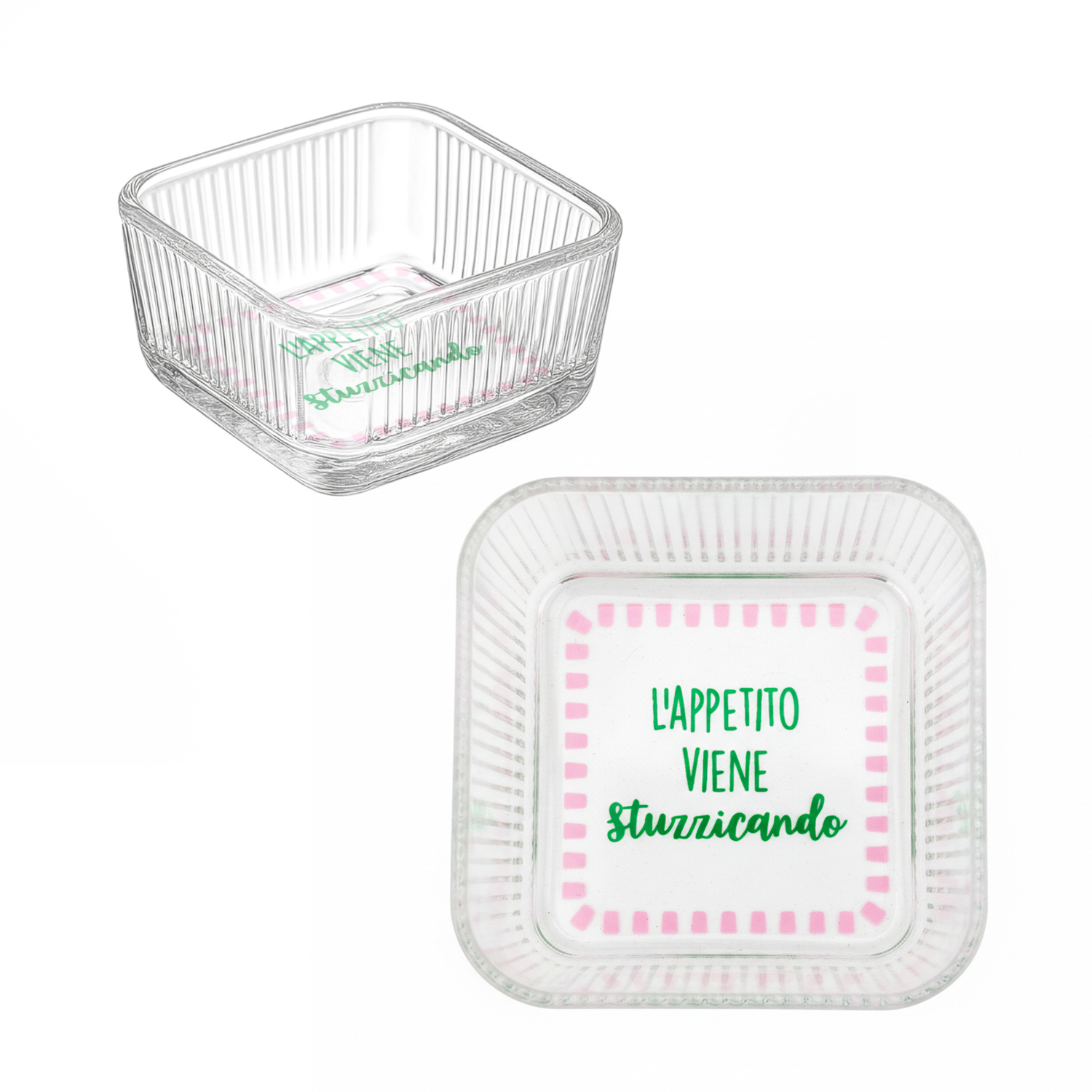 Ciotolina quadrata vetro 10x10 cm Stuzzicando Color Bloom