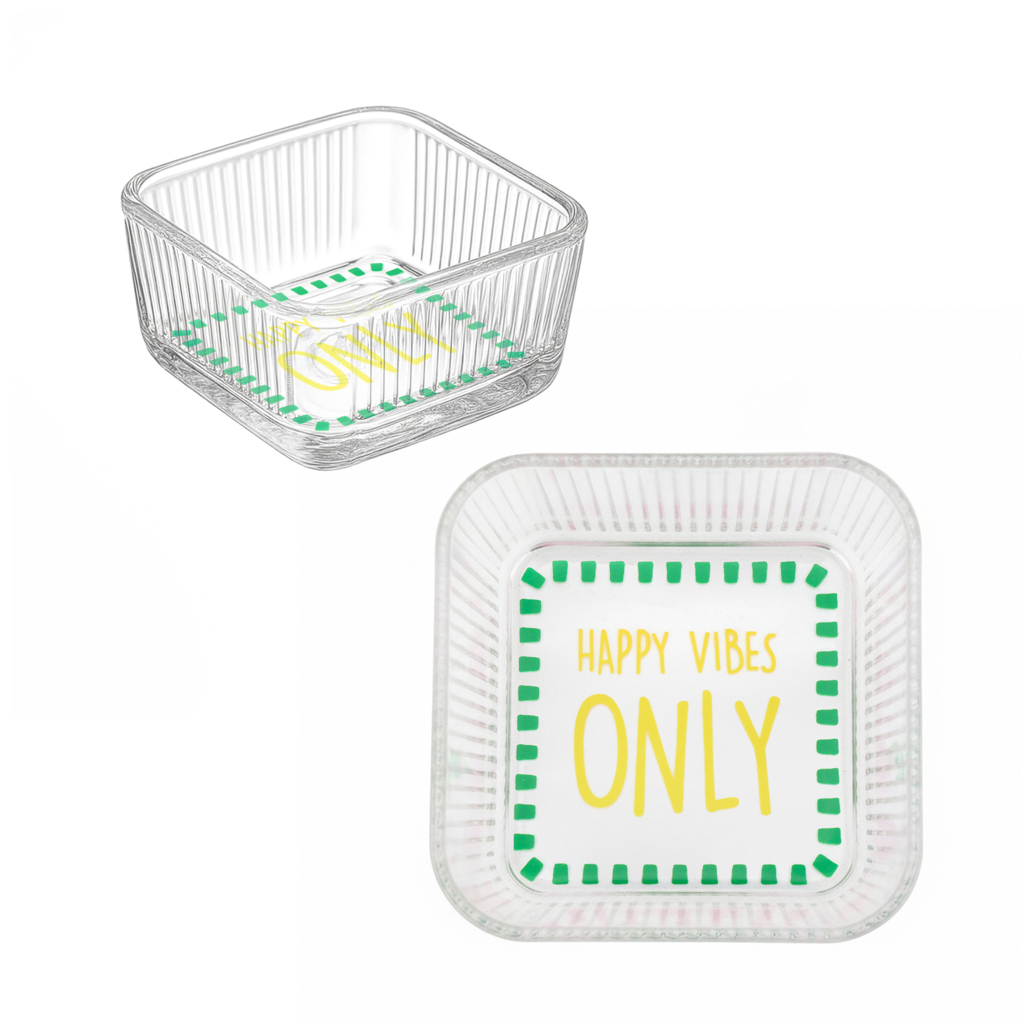 Ciotolina quadrata vetro 10x10 cm Happy Vibes Color Bloom