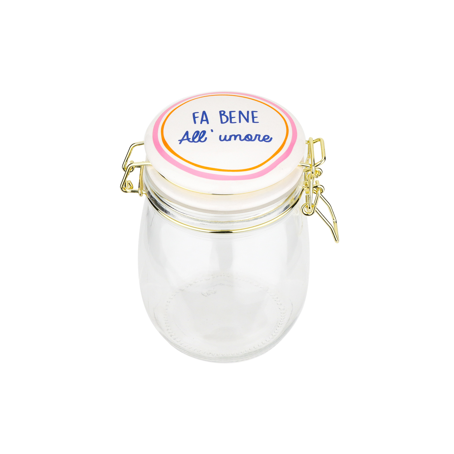 Barattolo ermetico vetro 750 ml Fa bene all'umore Color Bloom