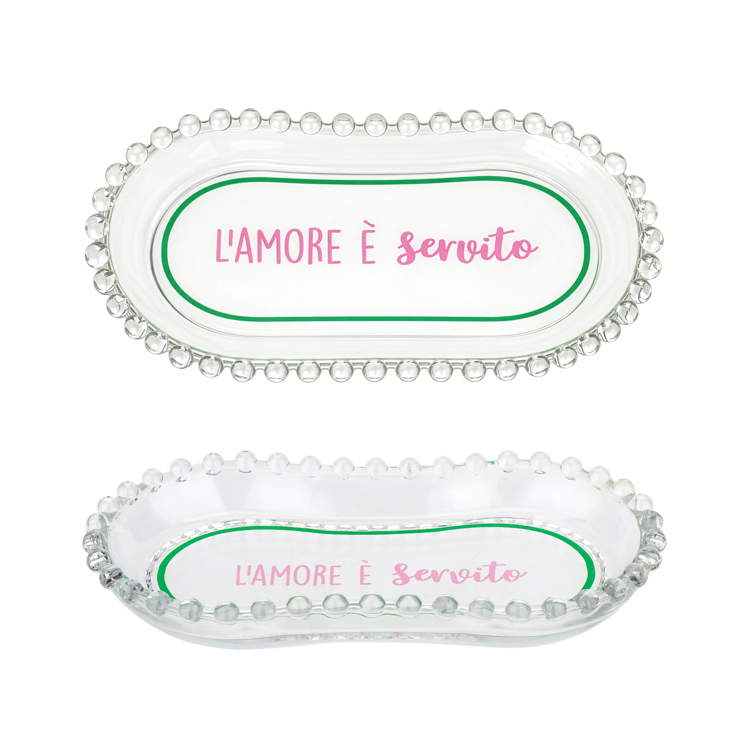 Piattino ovale vetro Amore servito Color Bloom