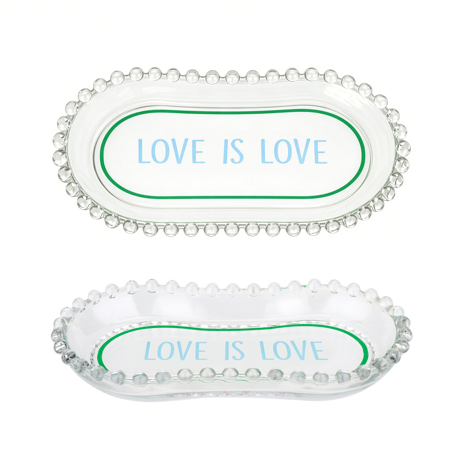 Piattino ovale vetro Love is love Color Bloom