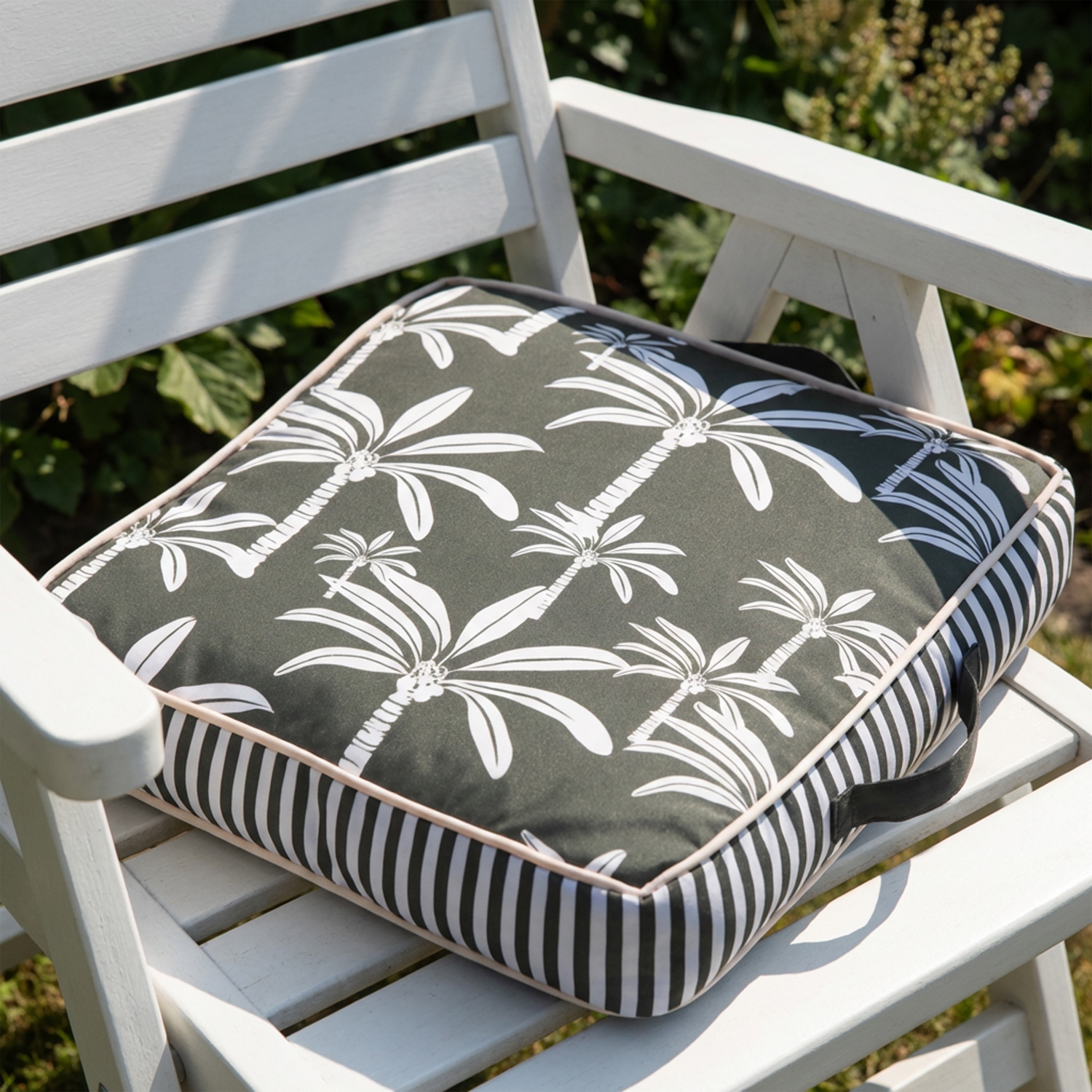 Cuscino materasso idrorepellente 40x40 cm palme grigio