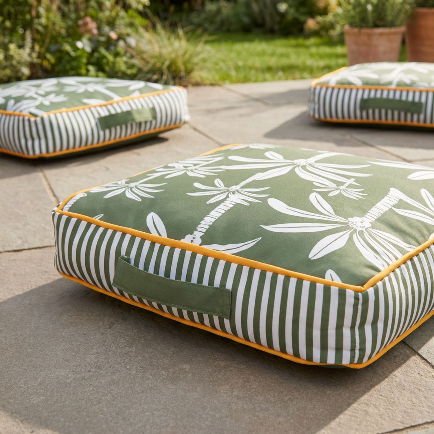 Cuscino materasso idrorepellente 40x40 cm palme verde