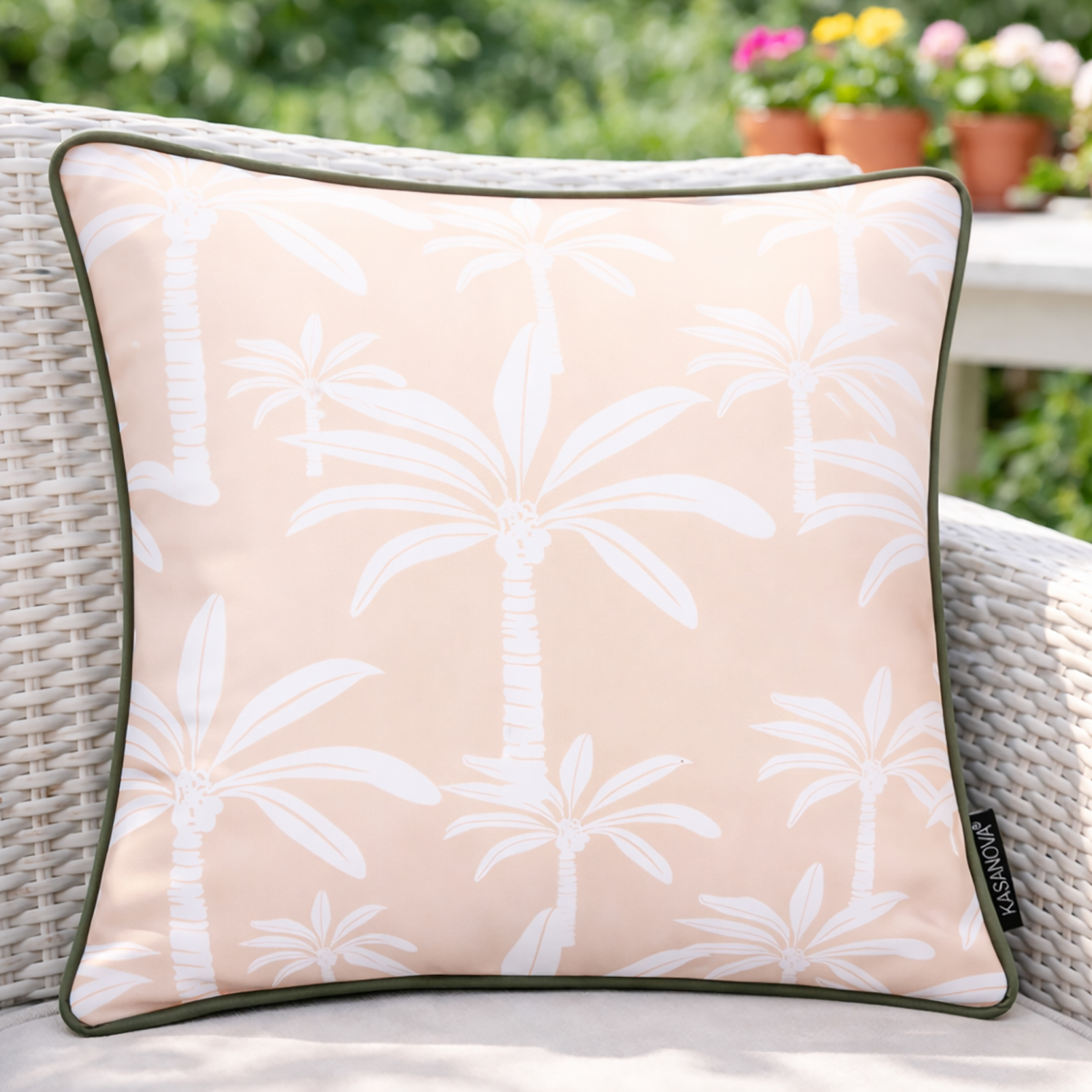 Cuscino arredo idrorepellente 40x40 cm palme beige