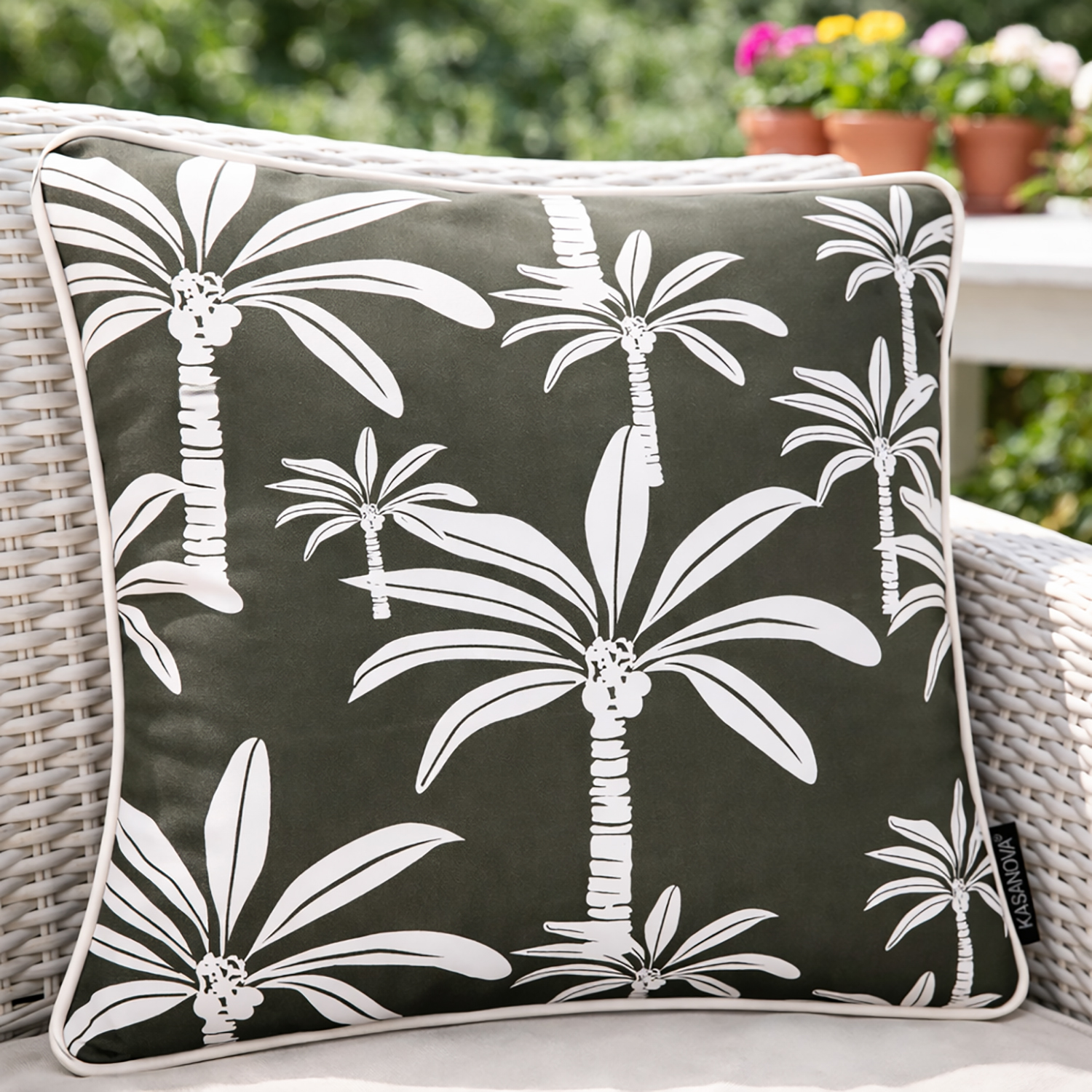 Cuscino arredo idrorepellente 40x40 cm palme grigio