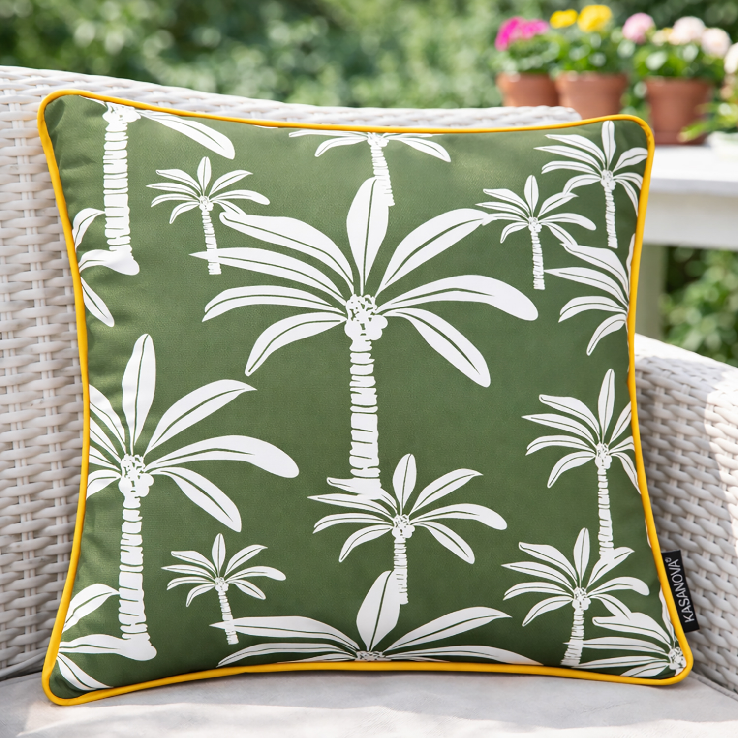 Cuscino arredo idrorepellente 40x40 cm palme verde