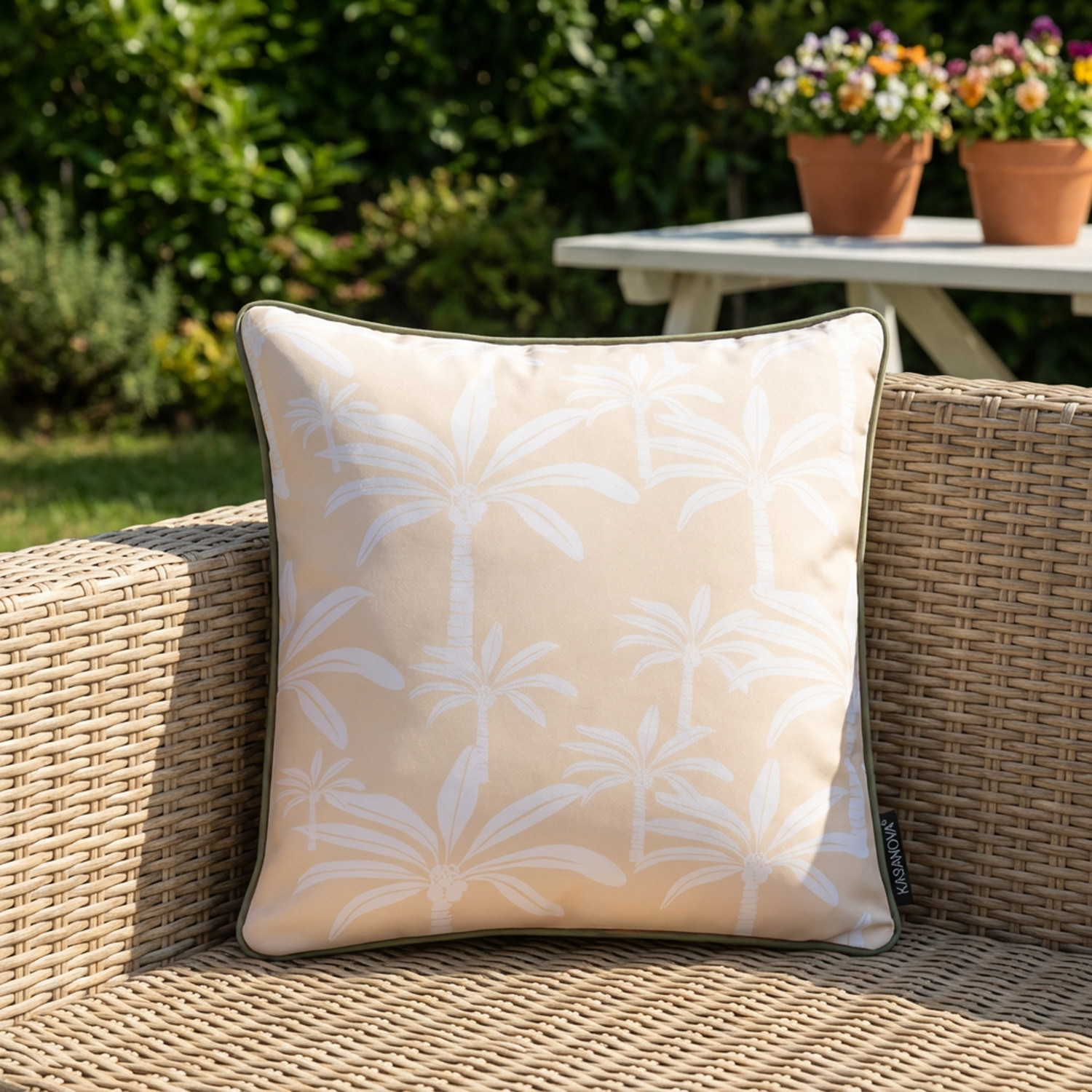 Cuscino arredo idrorepellente 50x50 cm palme beige