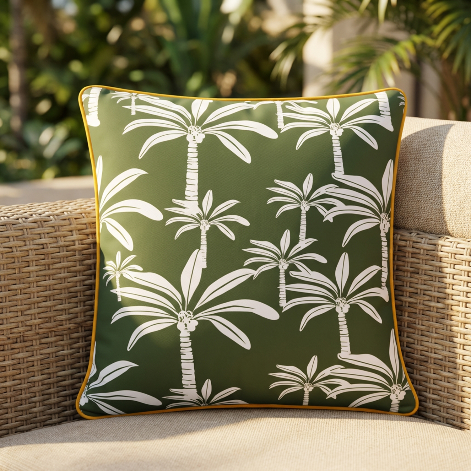 Cuscino arredo idrorepellente 50x50 cm palme verde